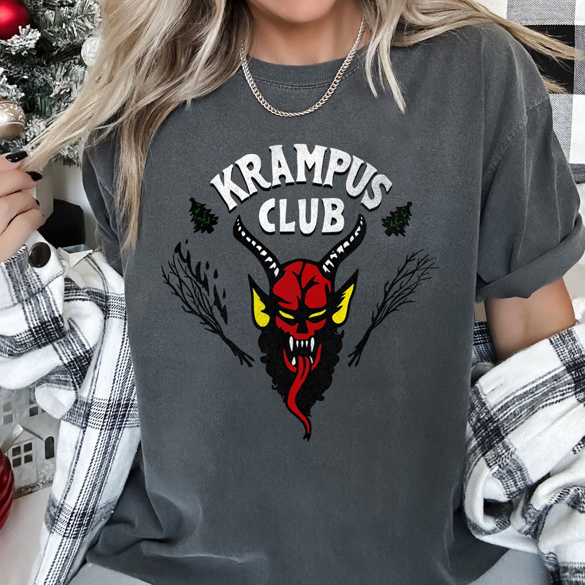 Krampus Club Christmas Naughty Stranger Festive Holiday Vibe Edition Comfort Colors Tee