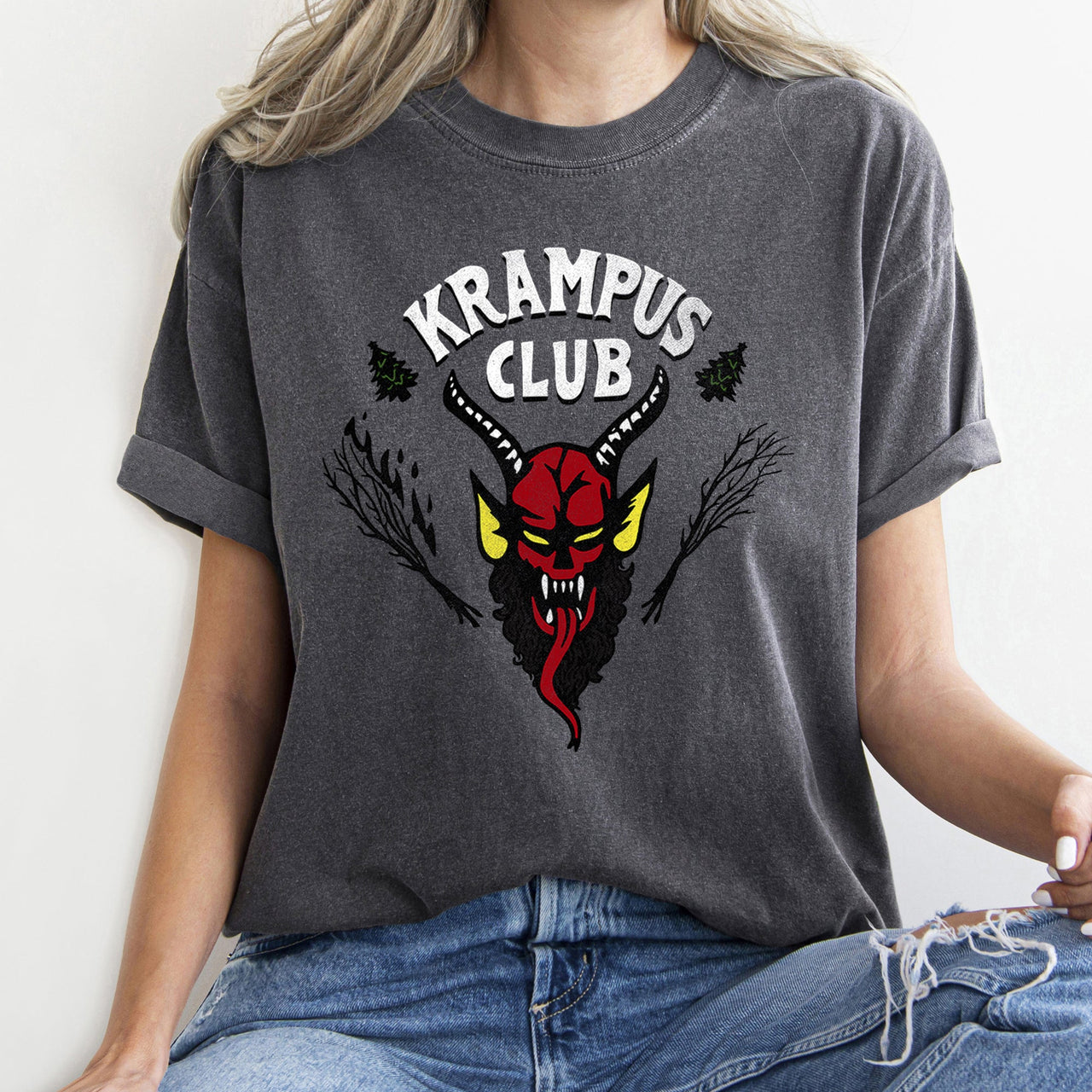 Krampus Club Christmas Naughty Stranger Festive Holiday Vibe Edition Comfort Colors Tee