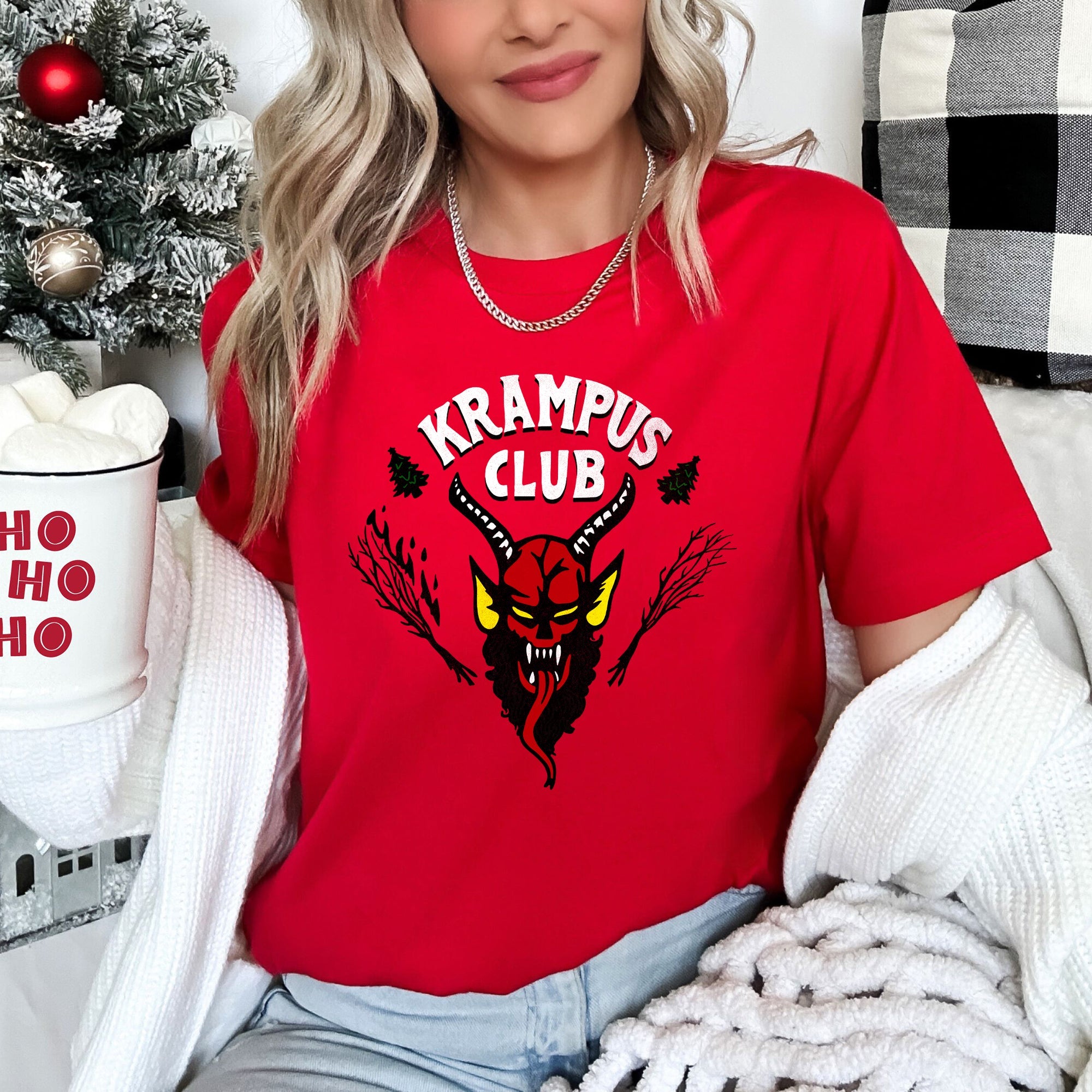 Krampus Club Stranger Christmas Naughty Festive Holiday Themed Vintage Inspired Graphic Tee