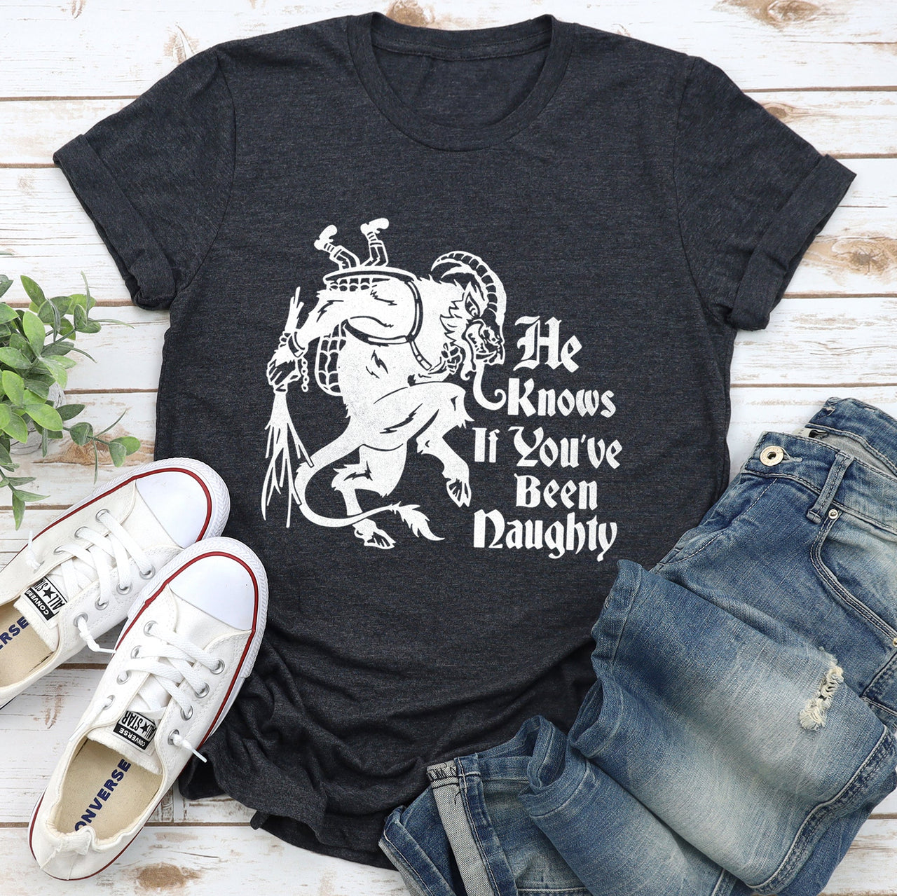 Exclusive Limited Krampus Naughty Santa Christmas Nice Holiday Edition Graphic Tee