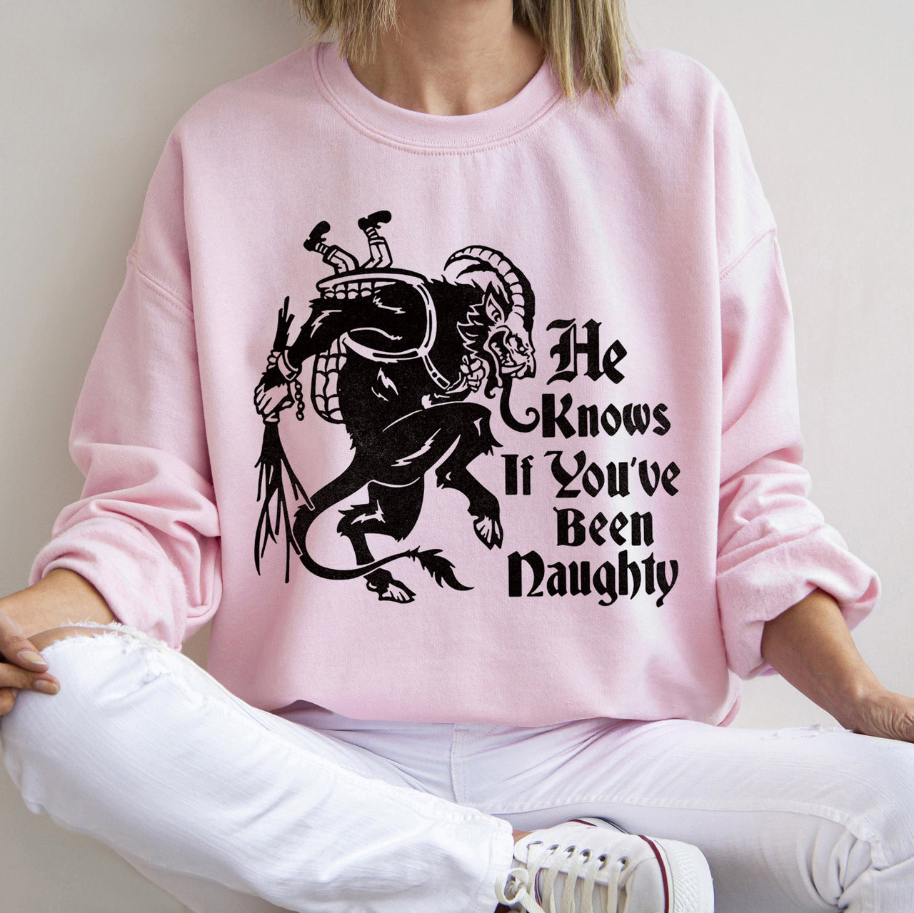 Krampus Naughty Santa Christmas Holiday Mischief Graphic Design For Festive Winter Nights Sweatshirt