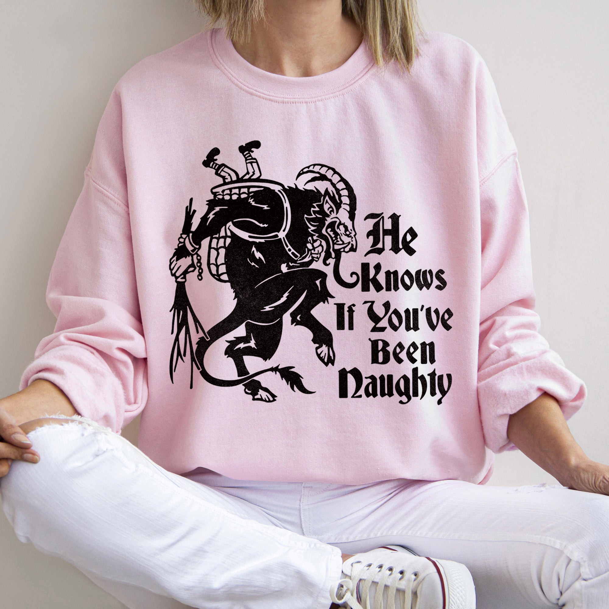 Krampus Naughty Santa Christmas Holiday Mischief Graphic Design For Festive Winter Nights Sweatshirt