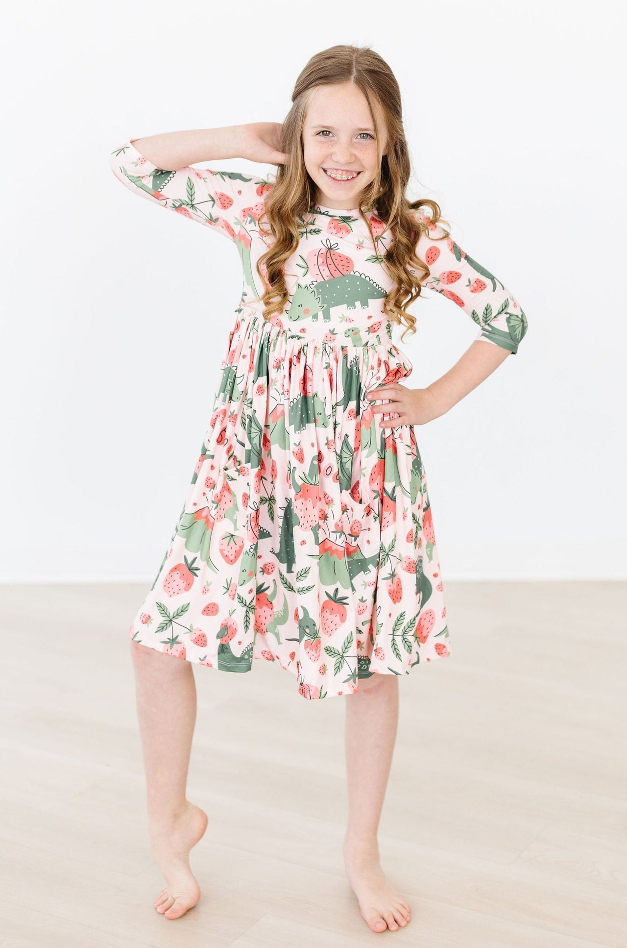 Hear Me Roar 3/4 Sleeve Pocket Twirl Dress