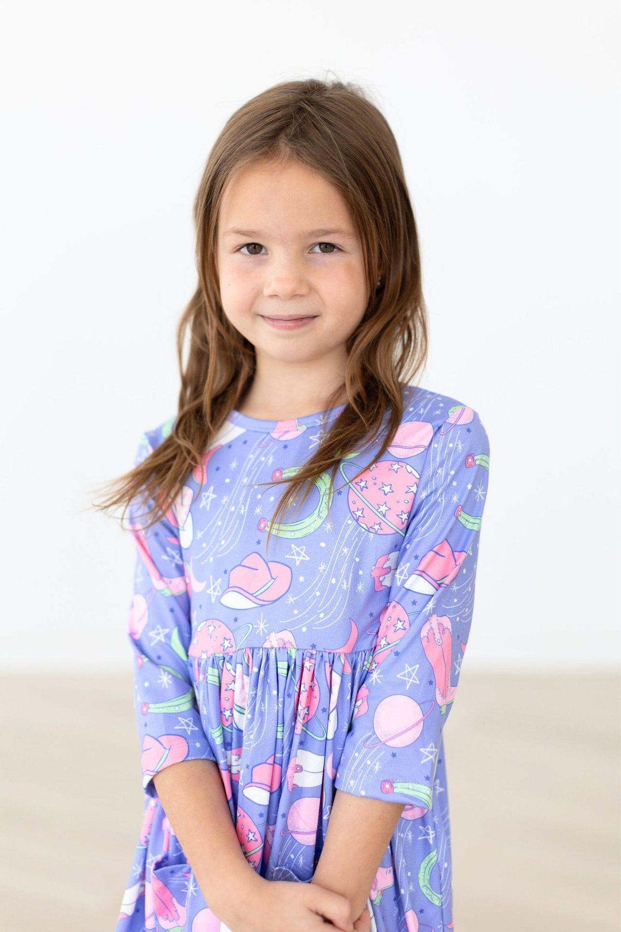 SALE Neon Moon 3/4 Sleeve Pocket Twirl Dress