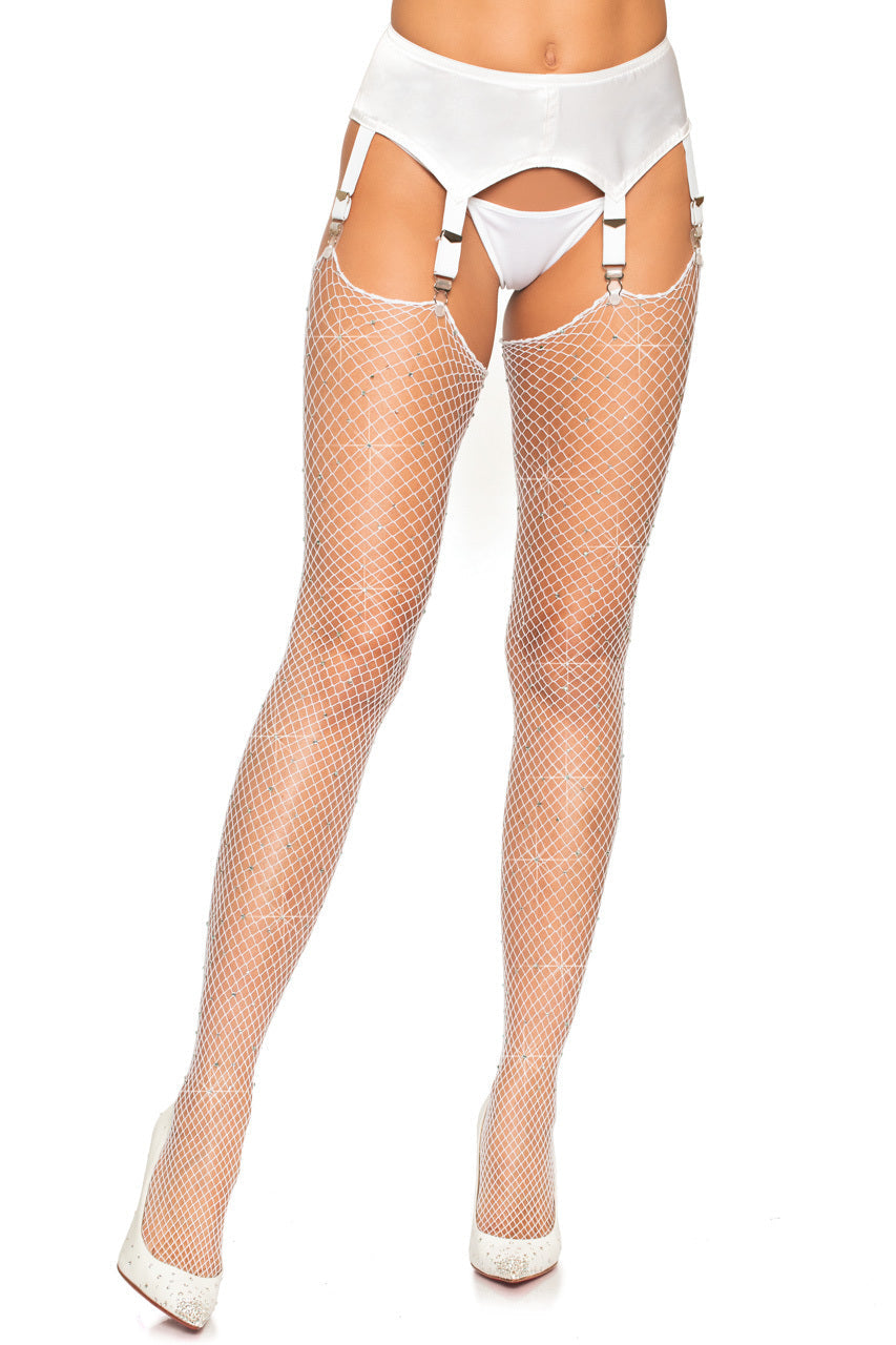 Raw Edge Rhinestone Fishnets