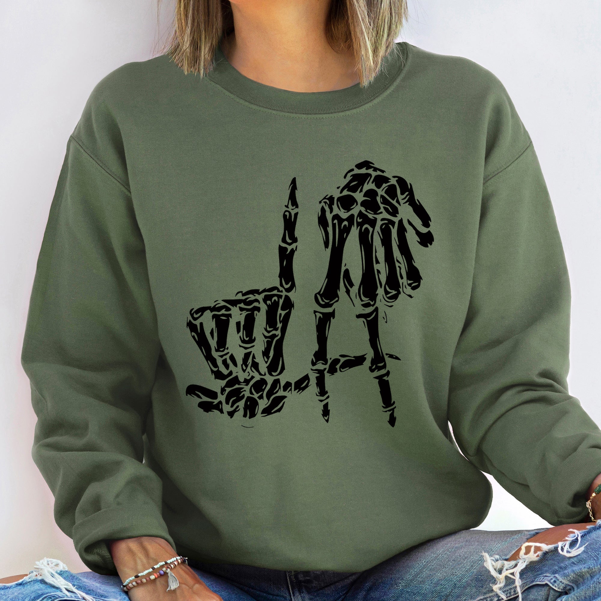 Skeleton Halloween Night Parade And Graveyard Scene Illustration Hand Drawn Limited Edition Sweatshirt