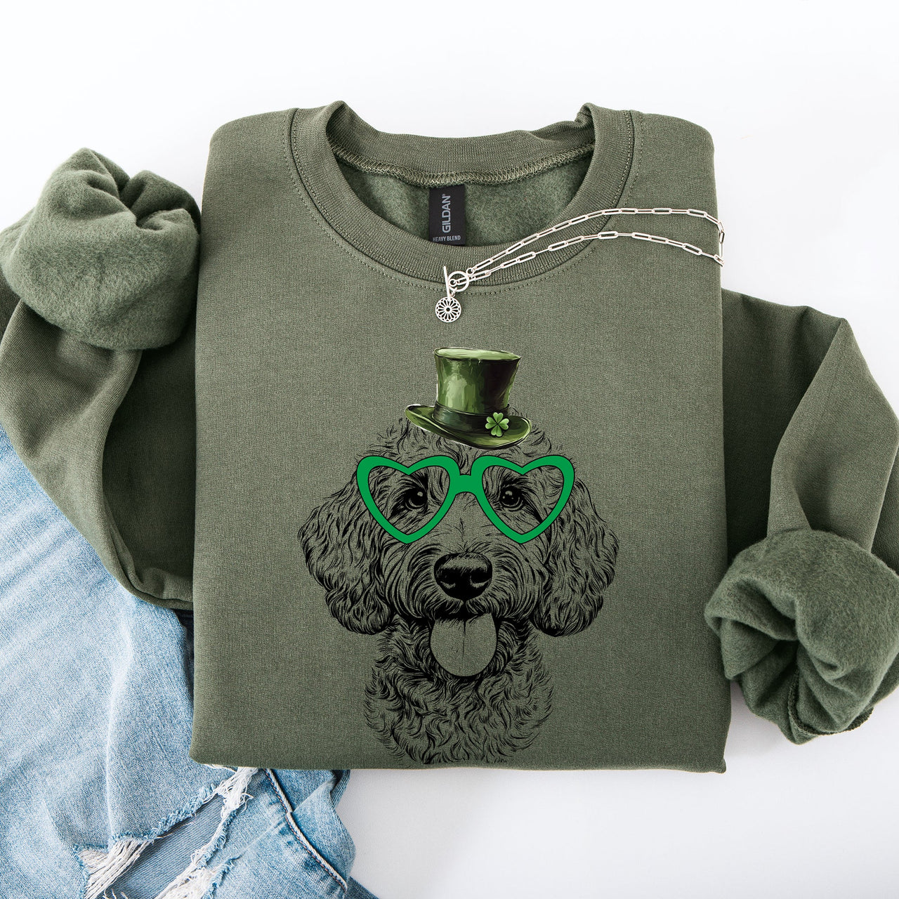 Labradoodle Adorable Dog St Patrick's Day Irish Lucky Festive Cozy For Dog Lovers Sweatshirt