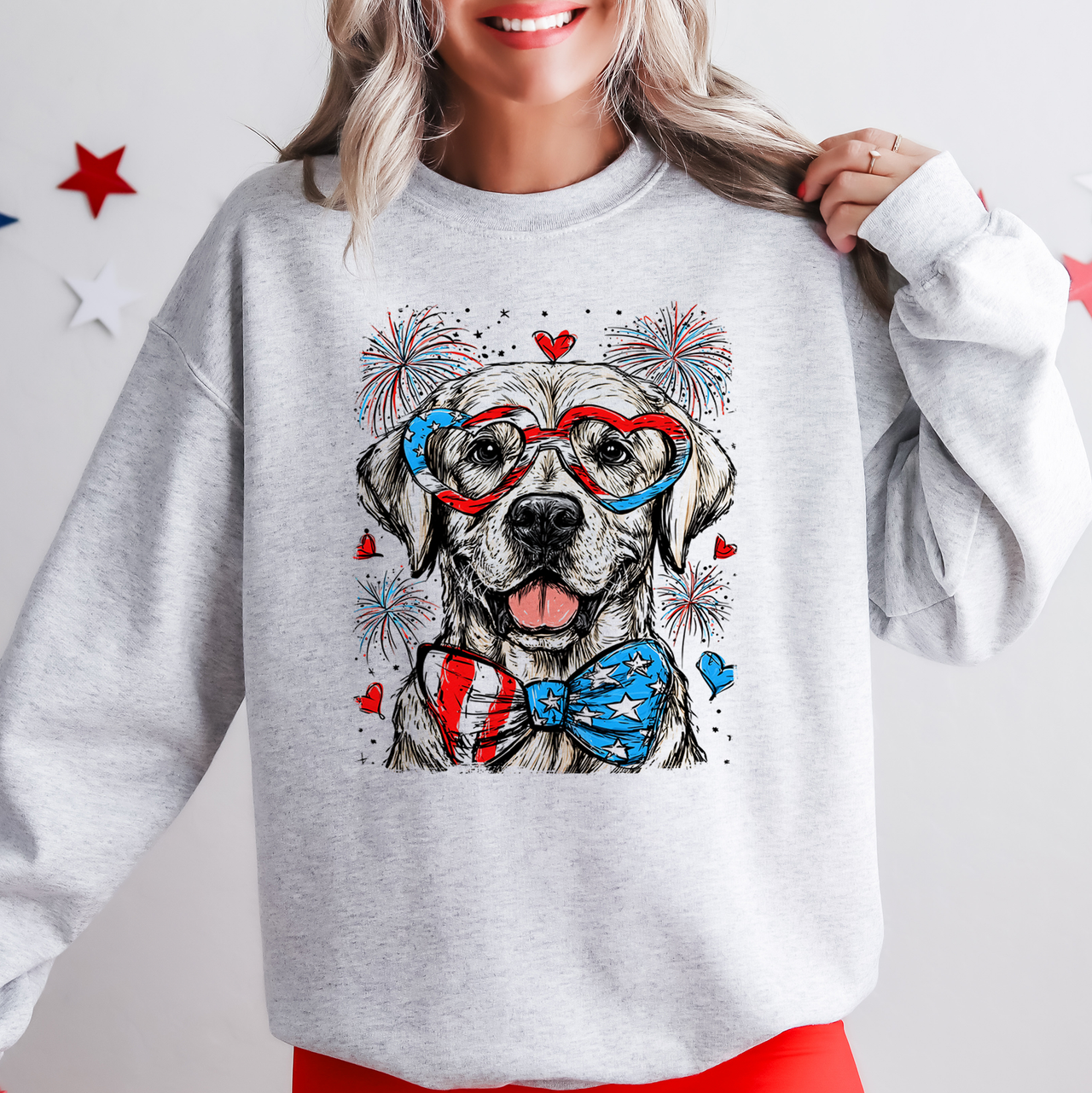 Labrador Retriever Patriotic Dog USA Pride 4th Of July American Flag Stars And Stripes Sweatshirt