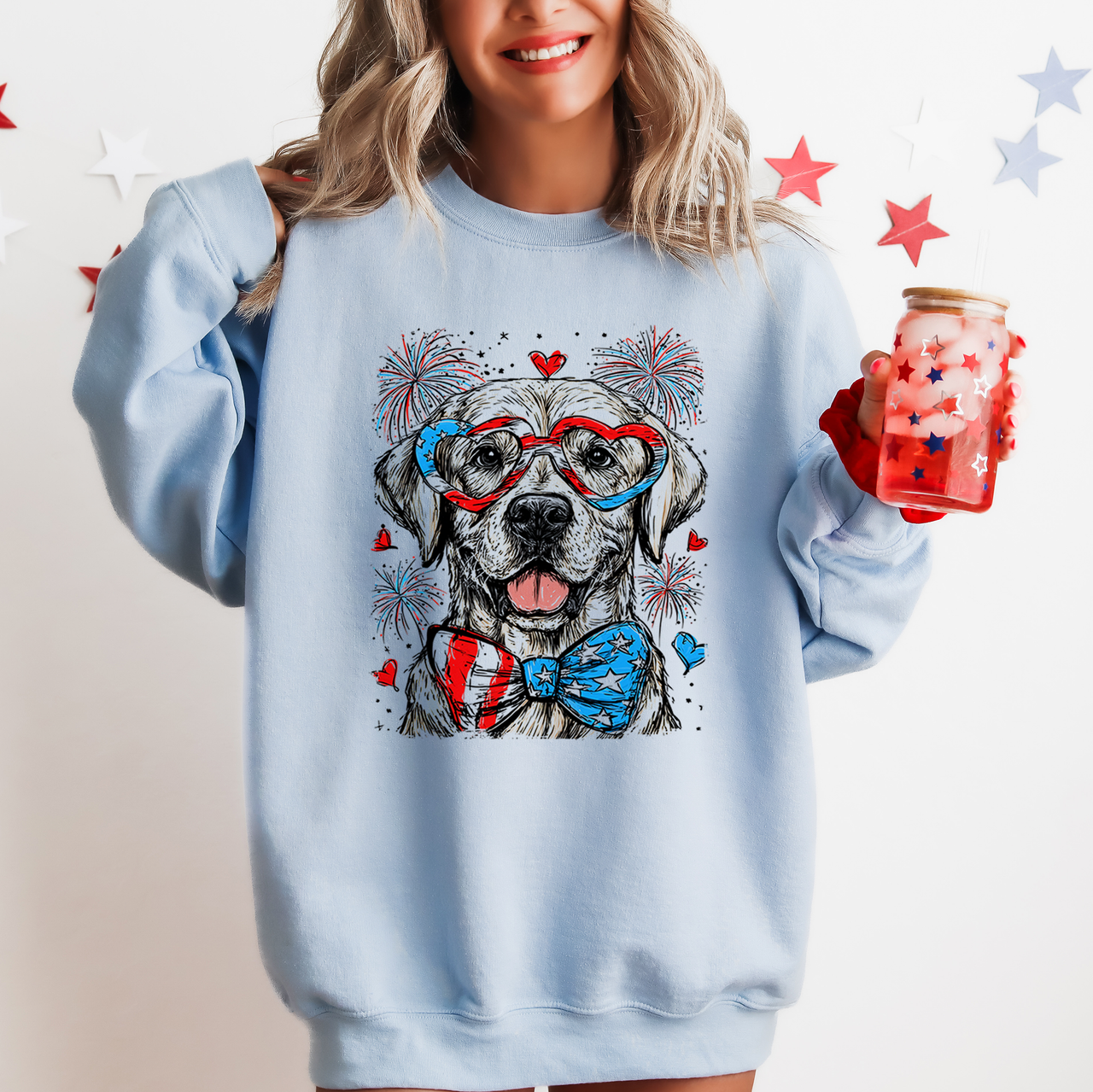Labrador Retriever Patriotic Dog USA Pride 4th Of July American Flag Stars And Stripes Sweatshirt