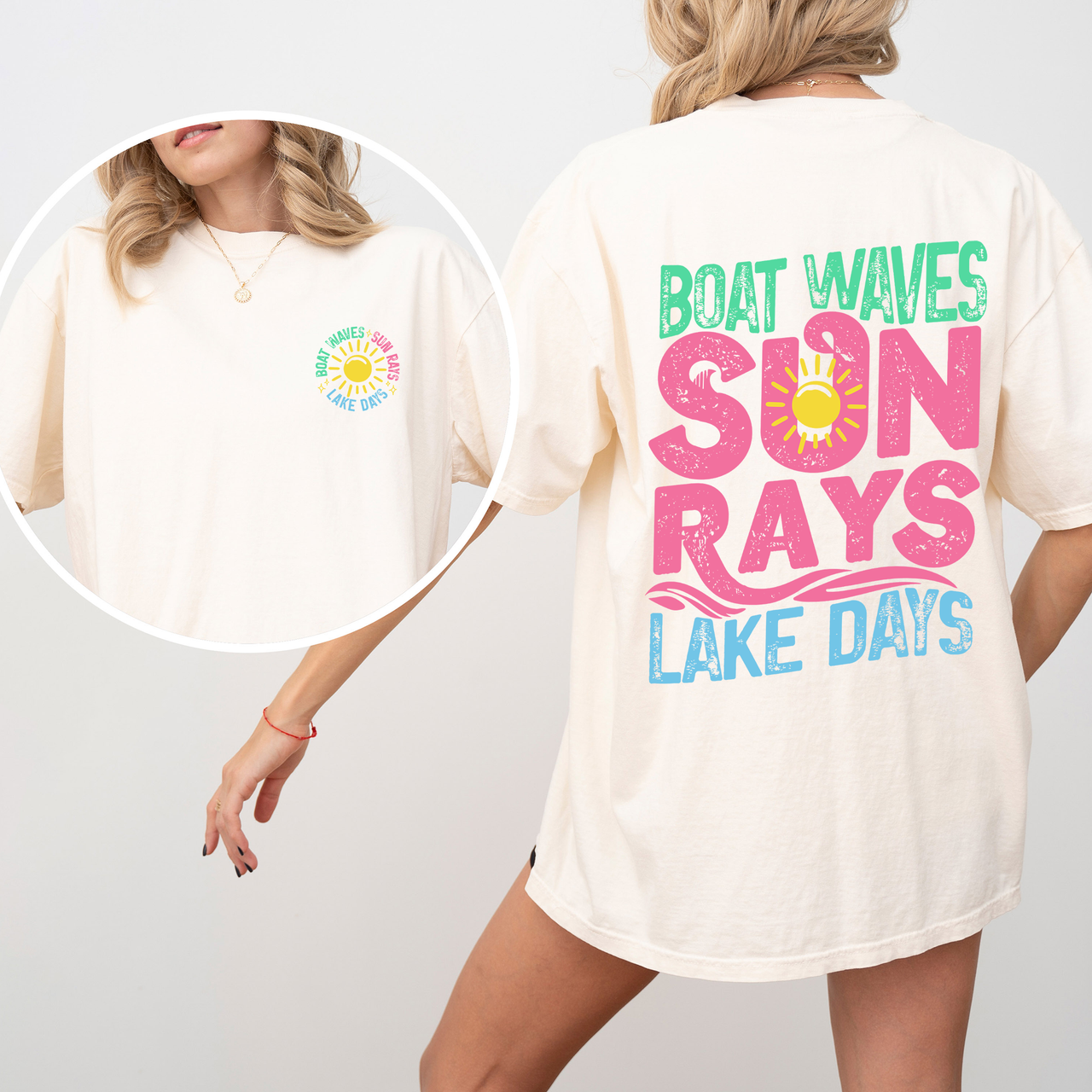 Lake Bum Sun Rays Lake Days Front And Back Boat Summer Edition Comfort Colors Tee