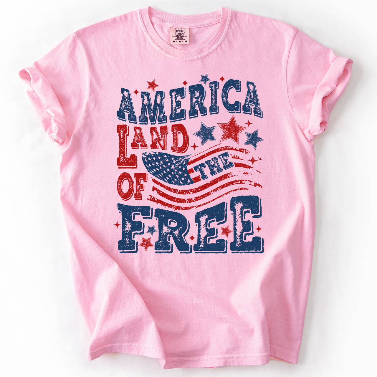 Land Of The Free Fourth Of July Patriotic USA America Proud American Comfort Colors Tee
