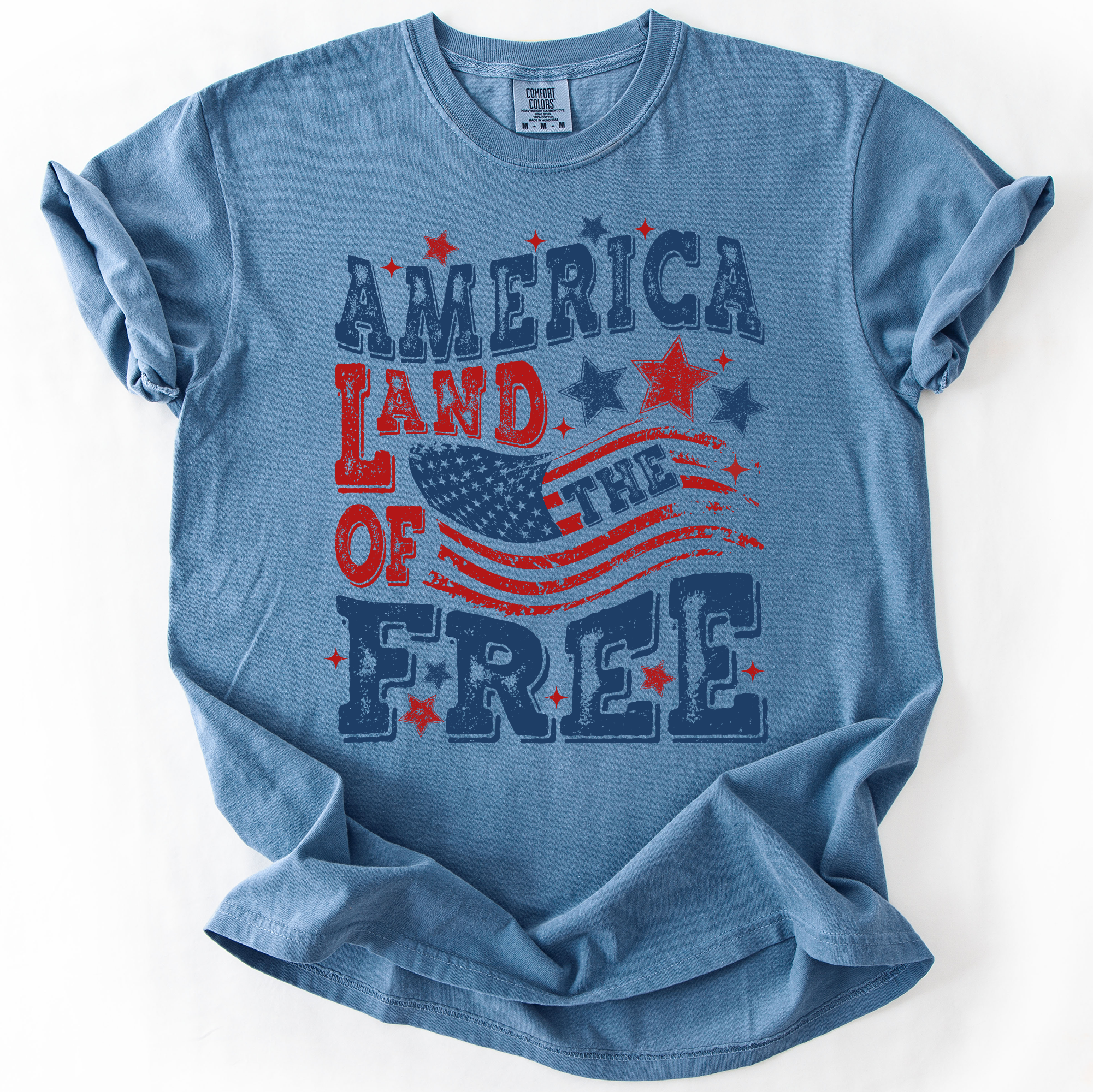 Land Of The Free Fourth Of July Patriotic USA America Proud American Comfort Colors Tee