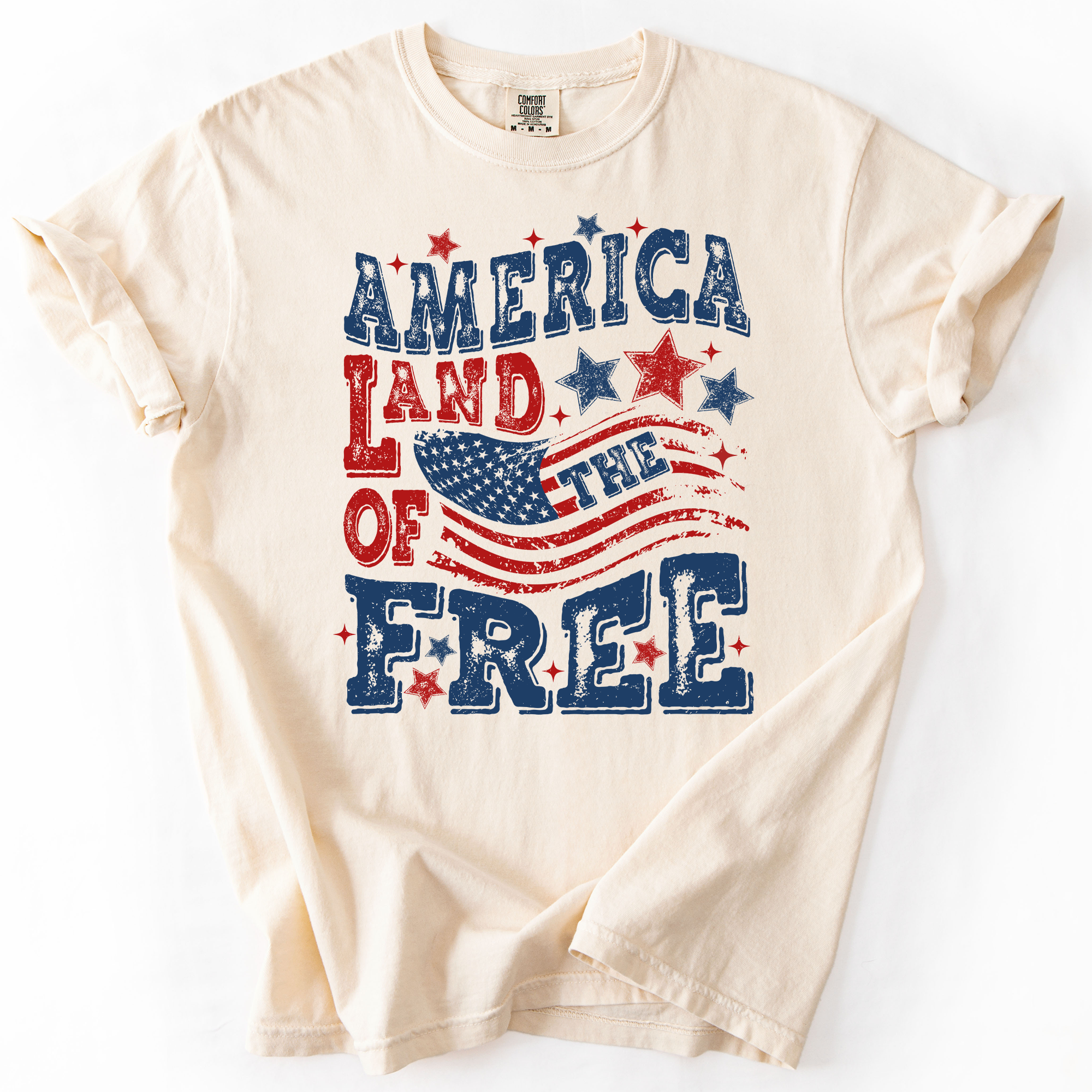 Land Of The Free Fourth Of July Patriotic USA America Proud American Comfort Colors Tee