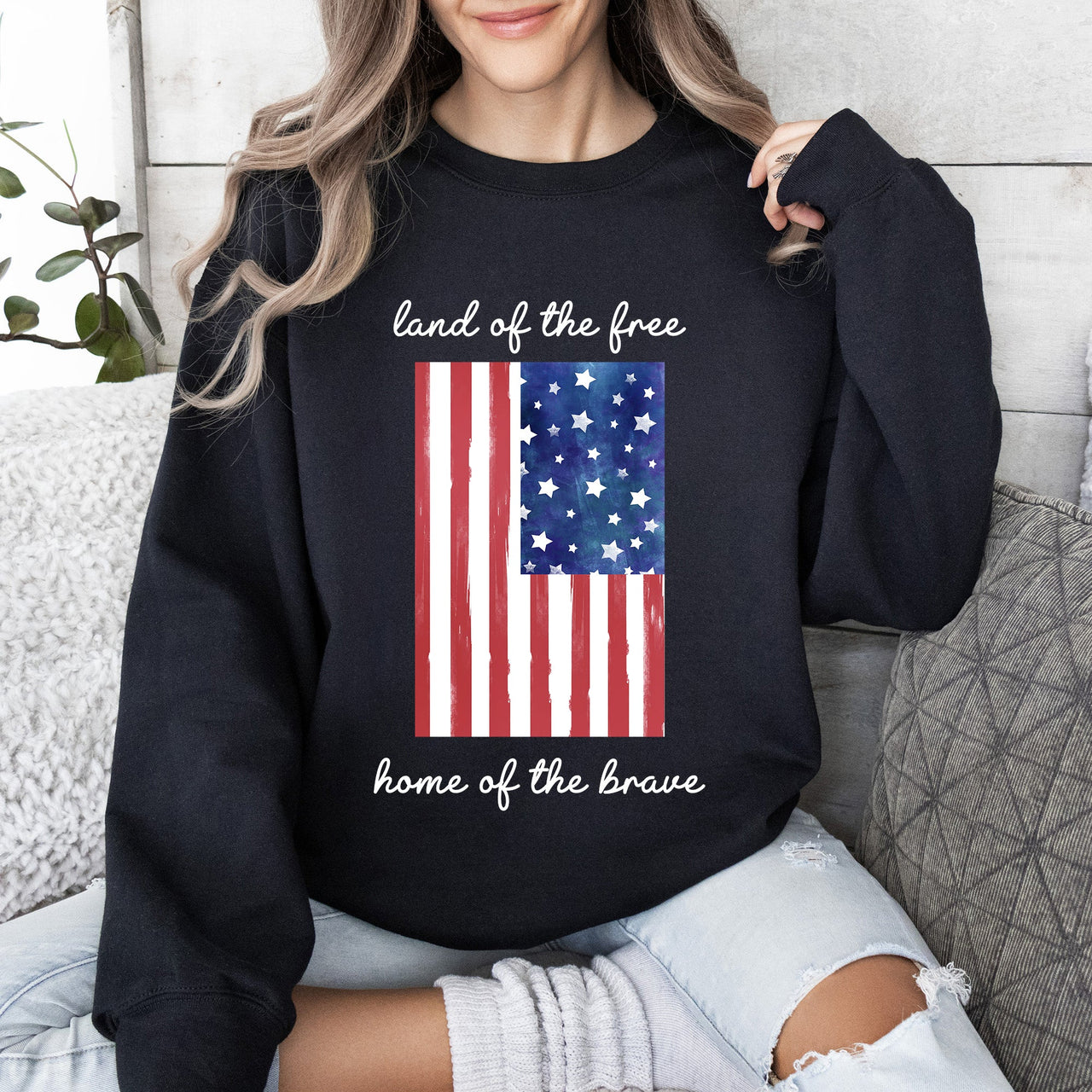 Land Of The Free, Home Of The Brave American Flag Pride Edition Patriotic Sweatshirt