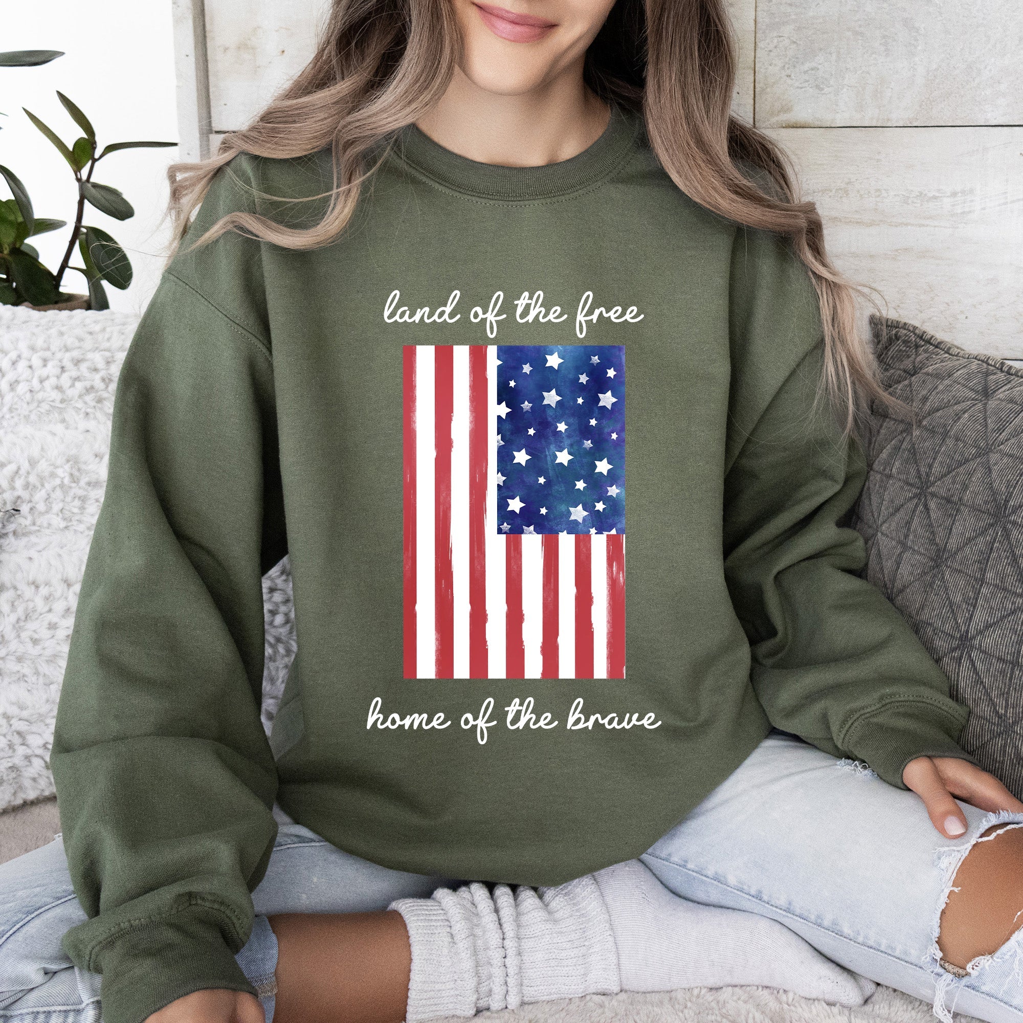 Land Of The Free, Home Of The Brave American Flag Pride Edition Patriotic Sweatshirt