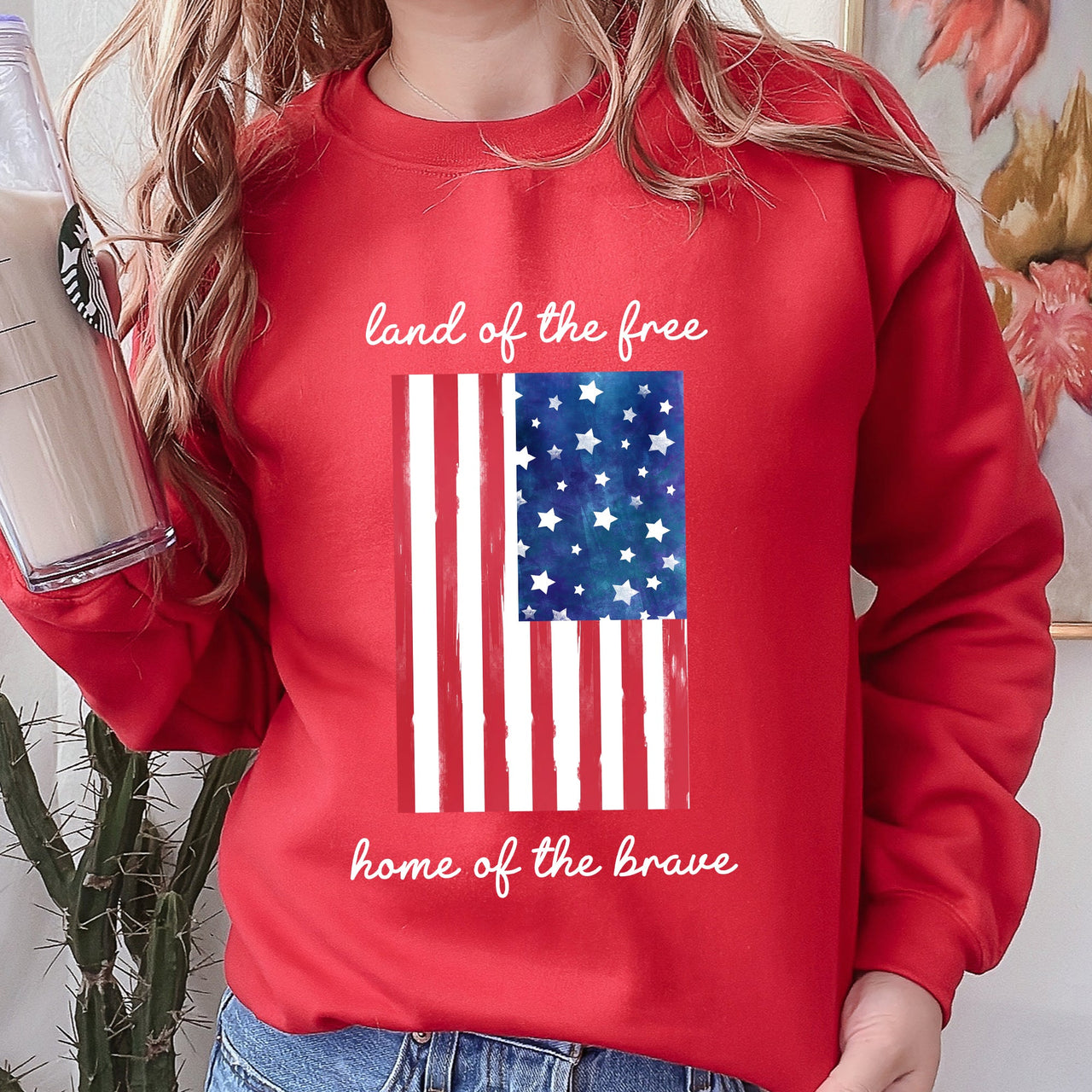 Land Of The Free, Home Of The Brave American Flag Pride Edition Patriotic Sweatshirt
