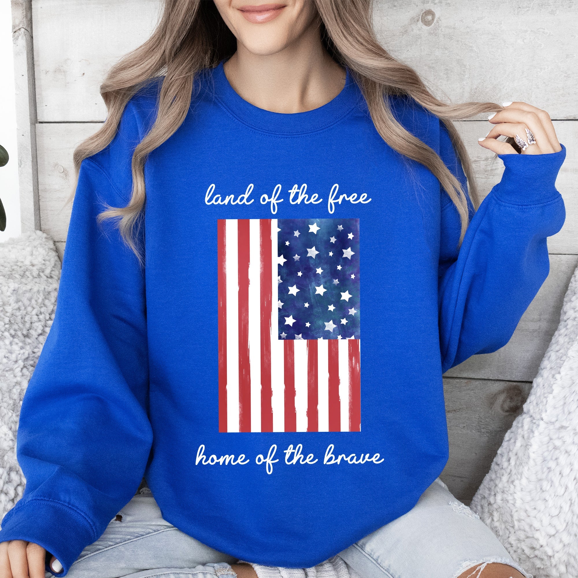 Land Of The Free, Home Of The Brave American Flag Pride Edition Patriotic Sweatshirt