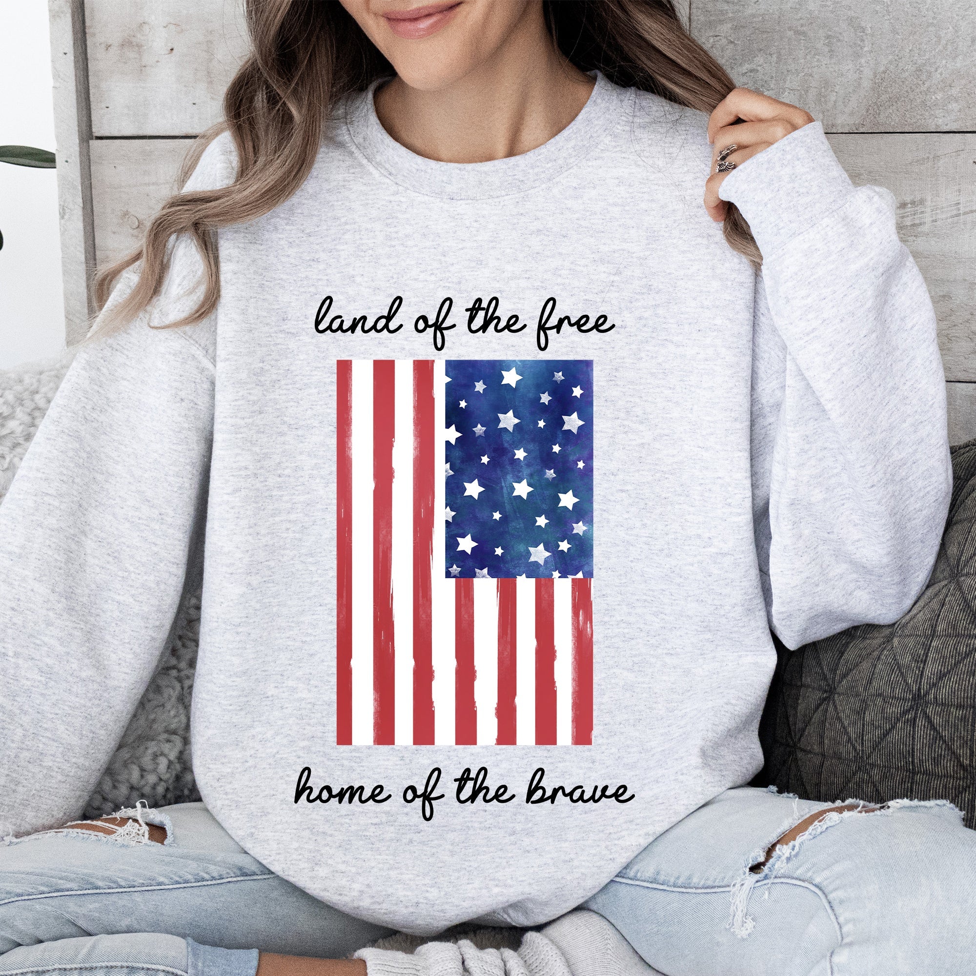 Land Of The Free, Home Of The Brave American Flag Pride Edition Patriotic Sweatshirt