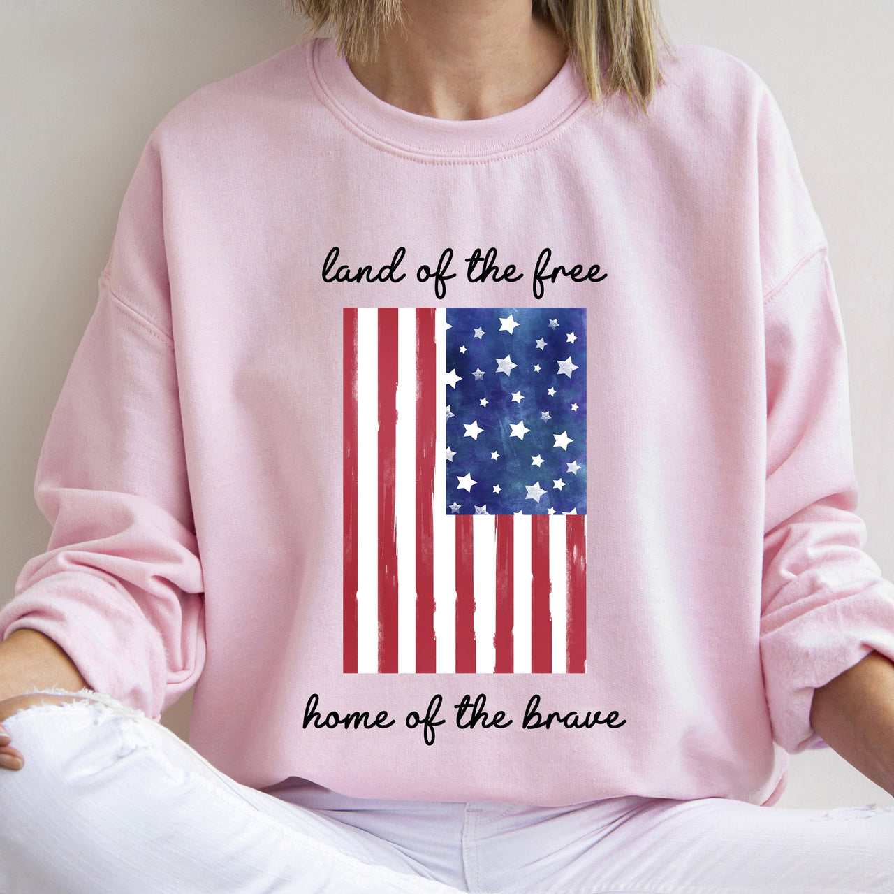 Land Of The Free, Home Of The Brave American Flag Pride Edition Patriotic Sweatshirt