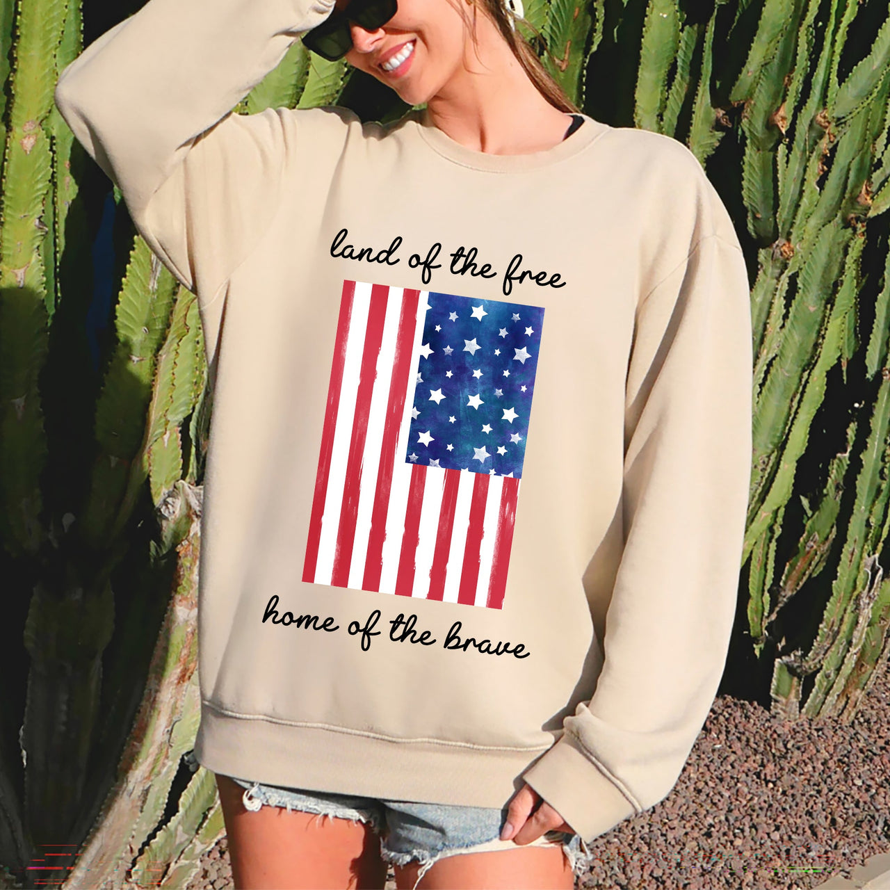 Land Of The Free, Home Of The Brave American Flag Pride Edition Patriotic Sweatshirt