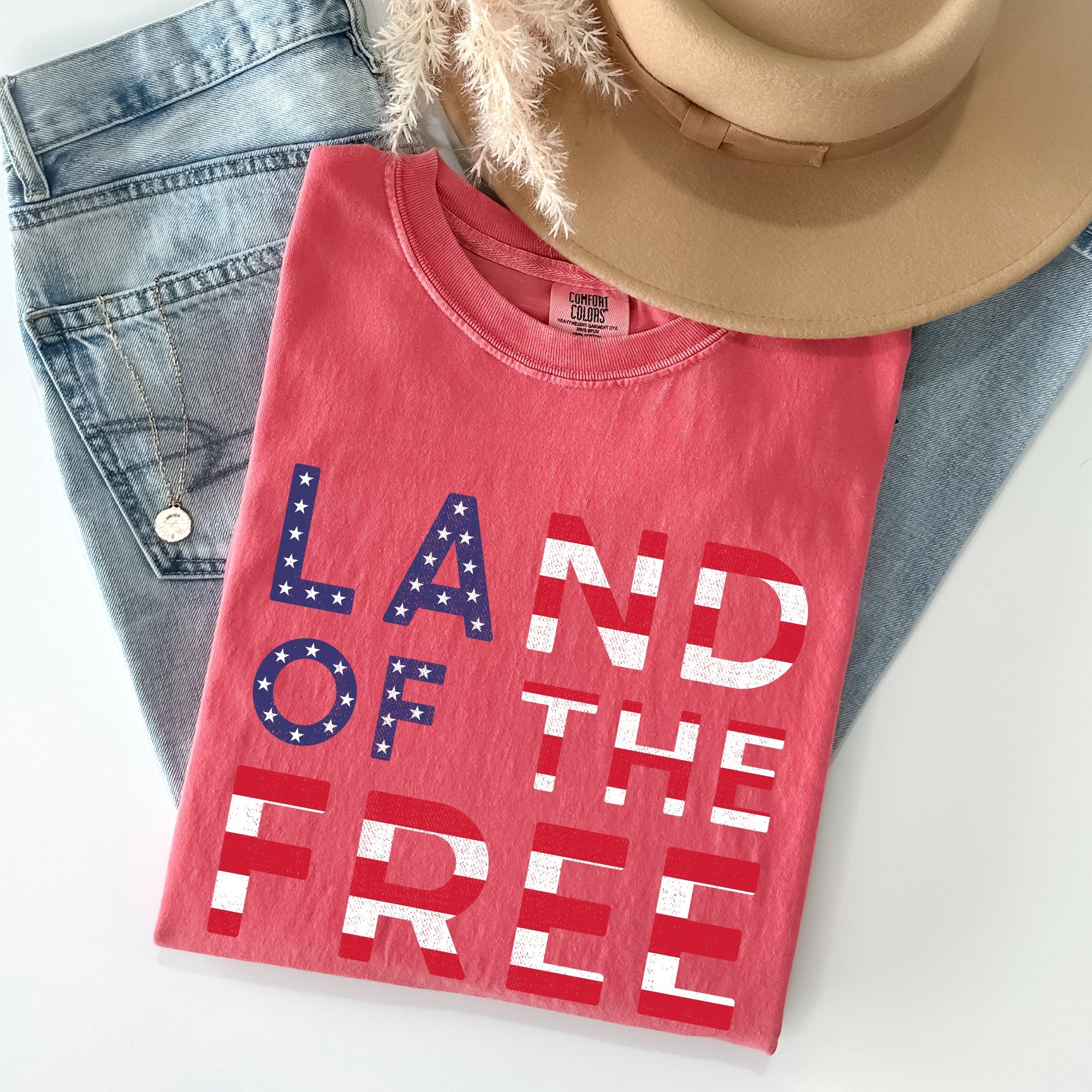 Land Of The Free Patriotic 4th Of July American Pride Edition Comfort Colors Tee