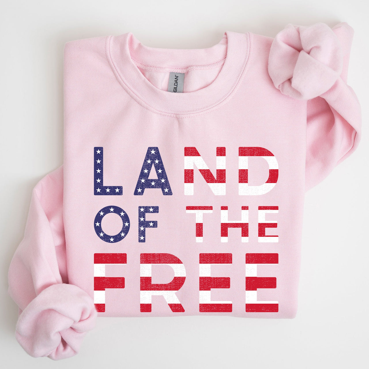 Land Of The Free Patriotic Fourth Of July USA Flag Vintage Distressed Cozy Sweatshirt