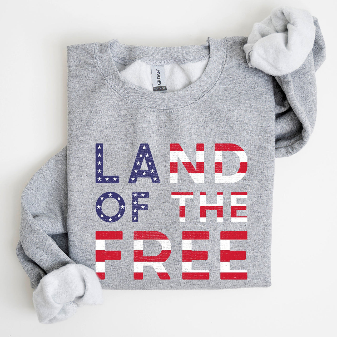 Land Of The Free Patriotic Fourth Of July USA Flag Vintage Distressed Cozy Sweatshirt