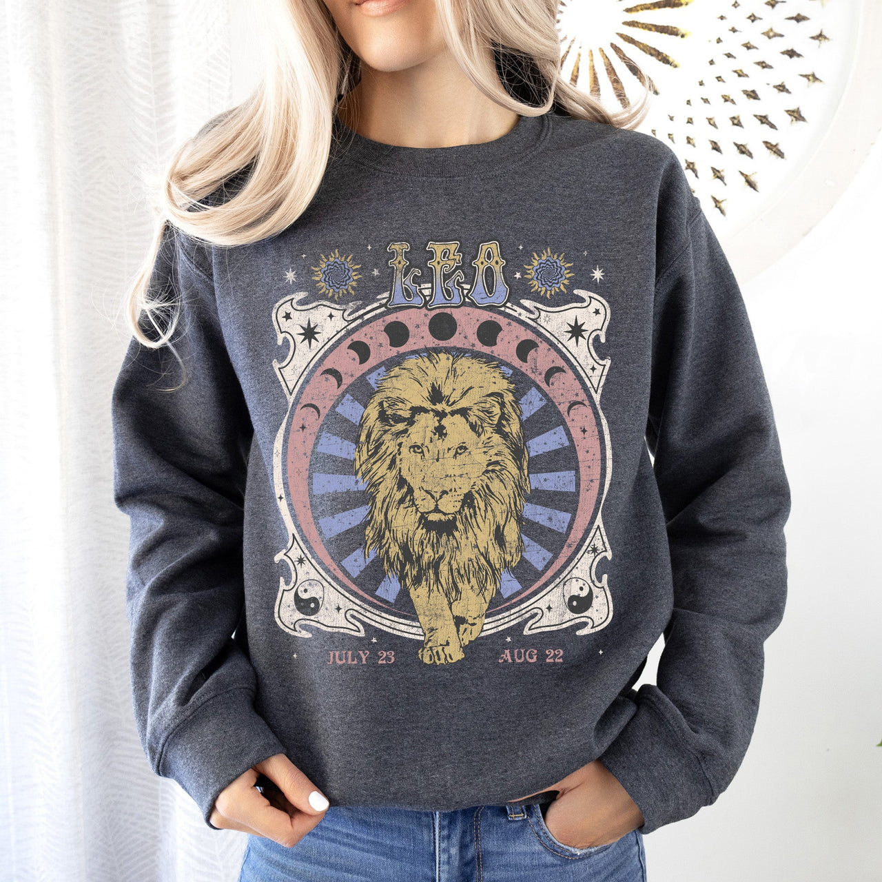 Leo Zodiac Astrology Horoscope Celestial Sign Design Edition Premium Cozy Sweatshirt