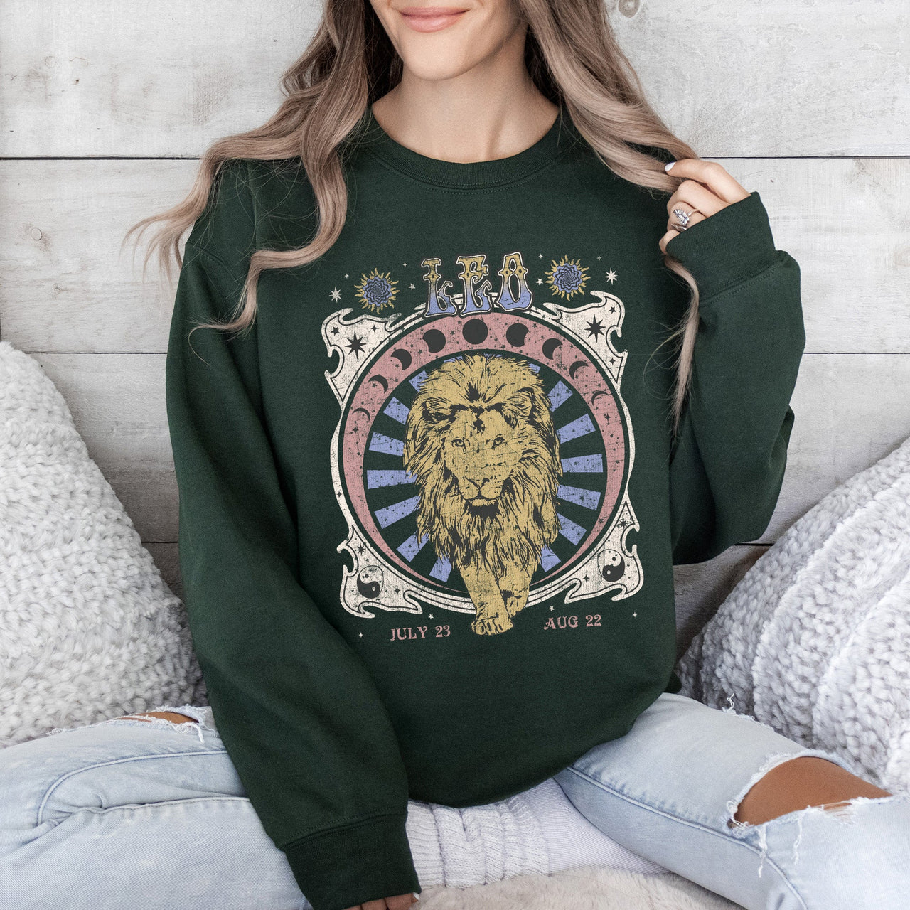Leo Zodiac Astrology Horoscope Celestial Sign Design Edition Premium Cozy Sweatshirt