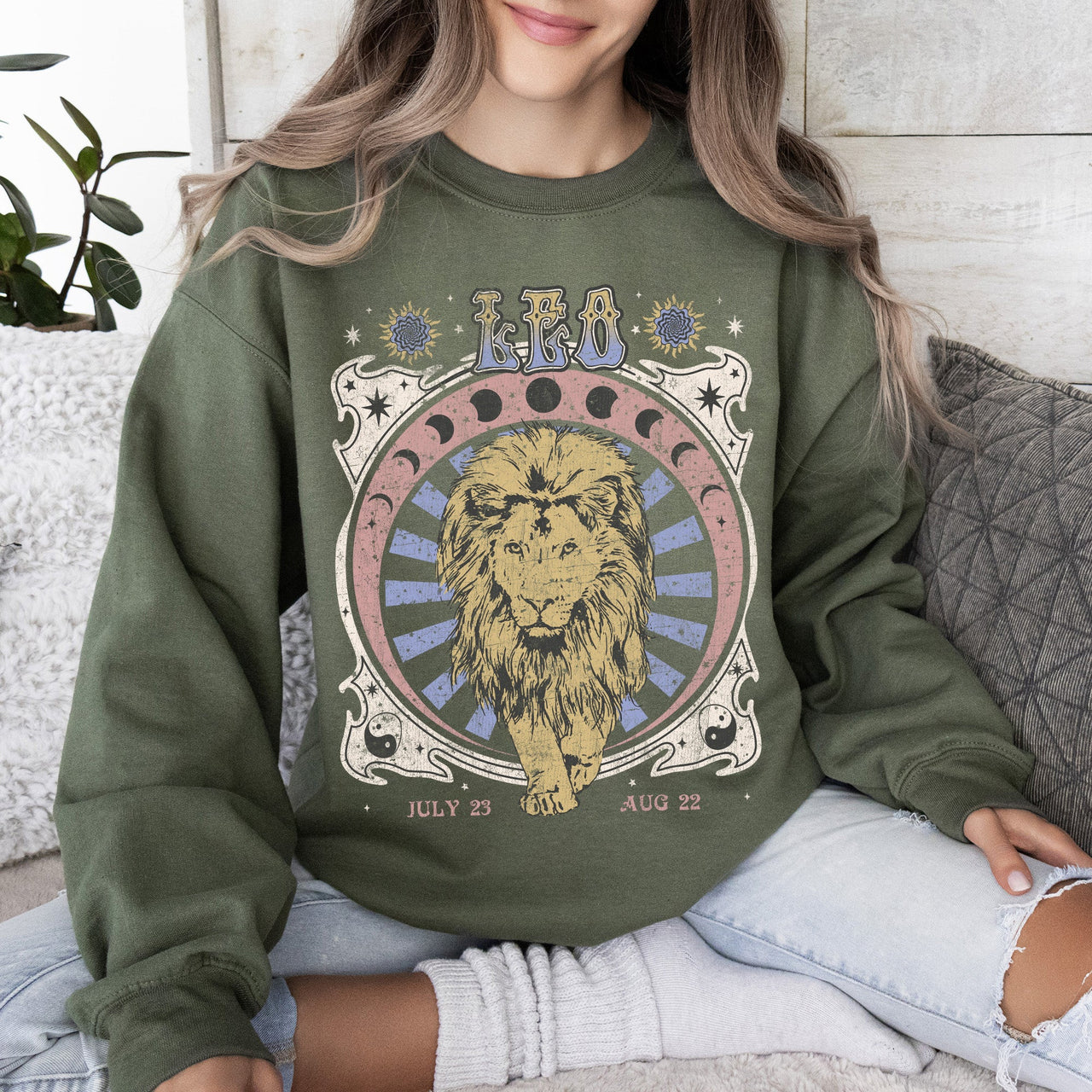 Leo Zodiac Astrology Horoscope Celestial Sign Design Edition Premium Cozy Sweatshirt