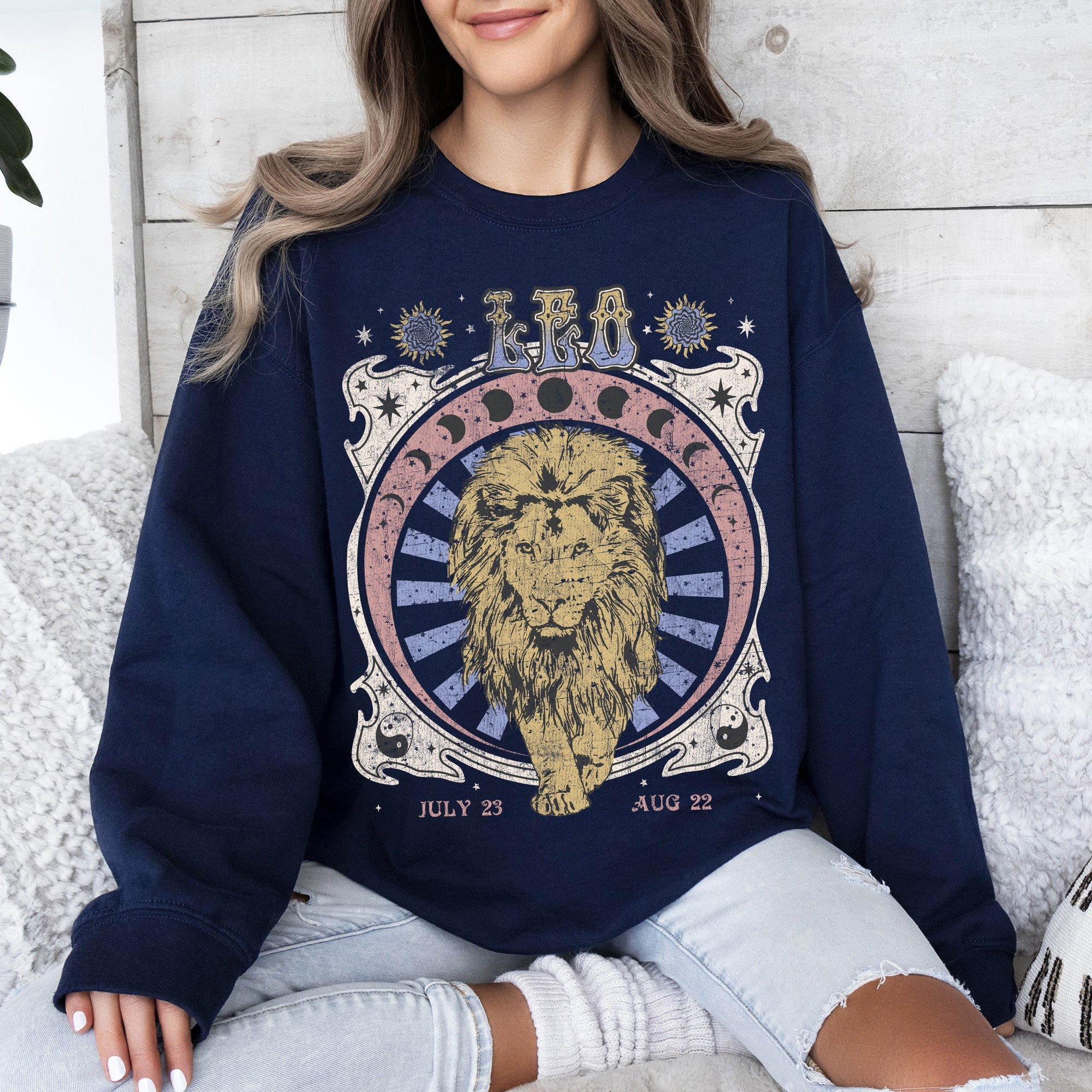 Leo Zodiac Astrology Horoscope Celestial Sign Design Edition Premium Cozy Sweatshirt