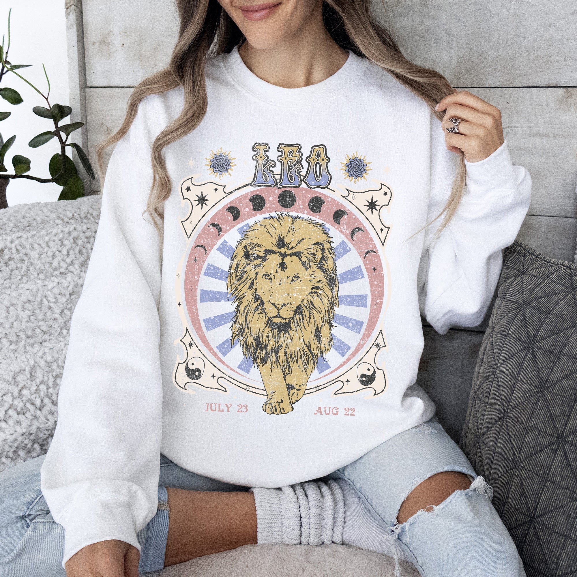 Leo Zodiac Astrology Horoscope Celestial Sign Design Edition Premium Cozy Sweatshirt