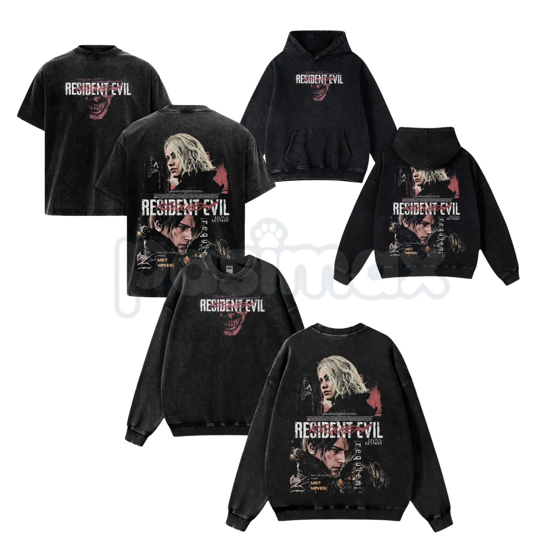 Leon S. Kennedy Operative Tee – Resident Evil Requiem RE9 Double-Sided Washed Cotton Oversized Graphic Shirt