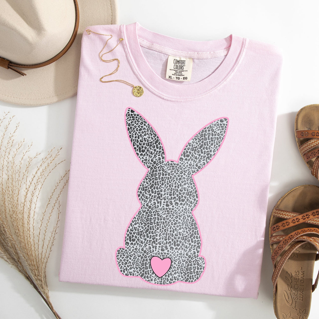 Leopard Print Bunny Easter Jesus Rabbit Holiday Celebration Edition Comfort Colors Tee