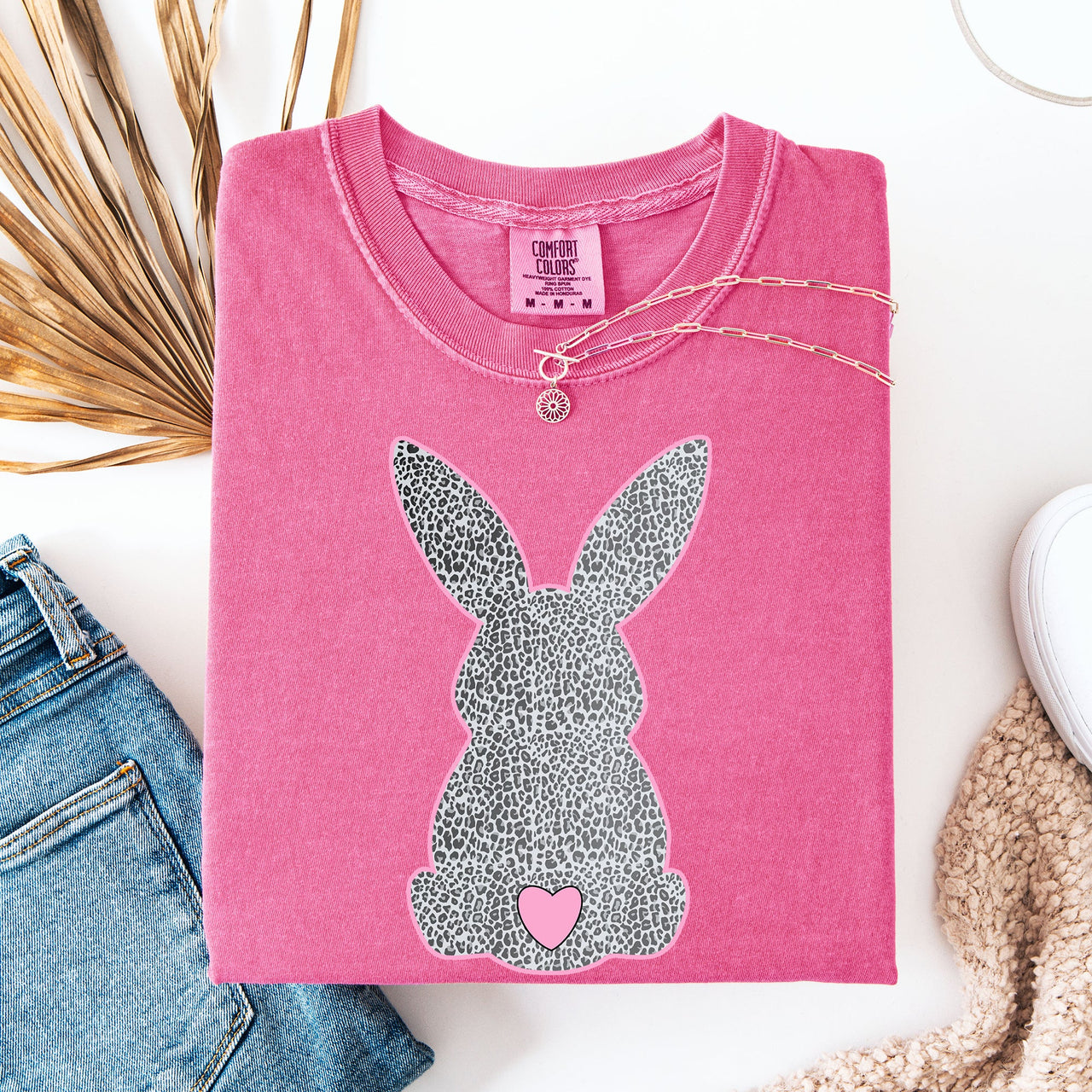 Leopard Print Bunny Easter Jesus Rabbit Holiday Celebration Edition Comfort Colors Tee