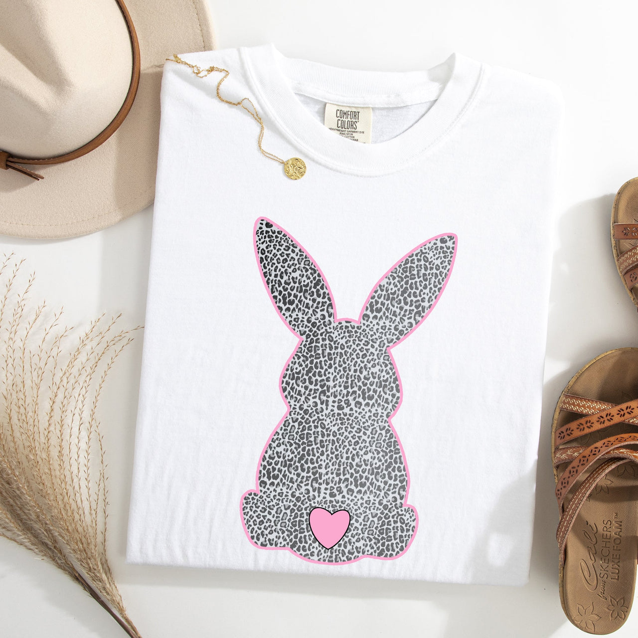 Leopard Print Bunny Easter Jesus Rabbit Holiday Celebration Edition Comfort Colors Tee