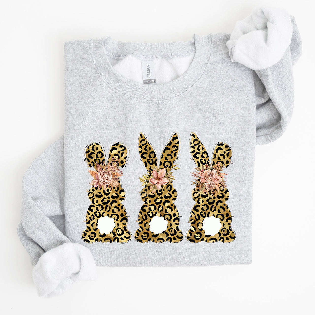 Leopard Print Easter Bunnies Easter Rabbit Whimsy Springtime Illustration Sweatshirt
