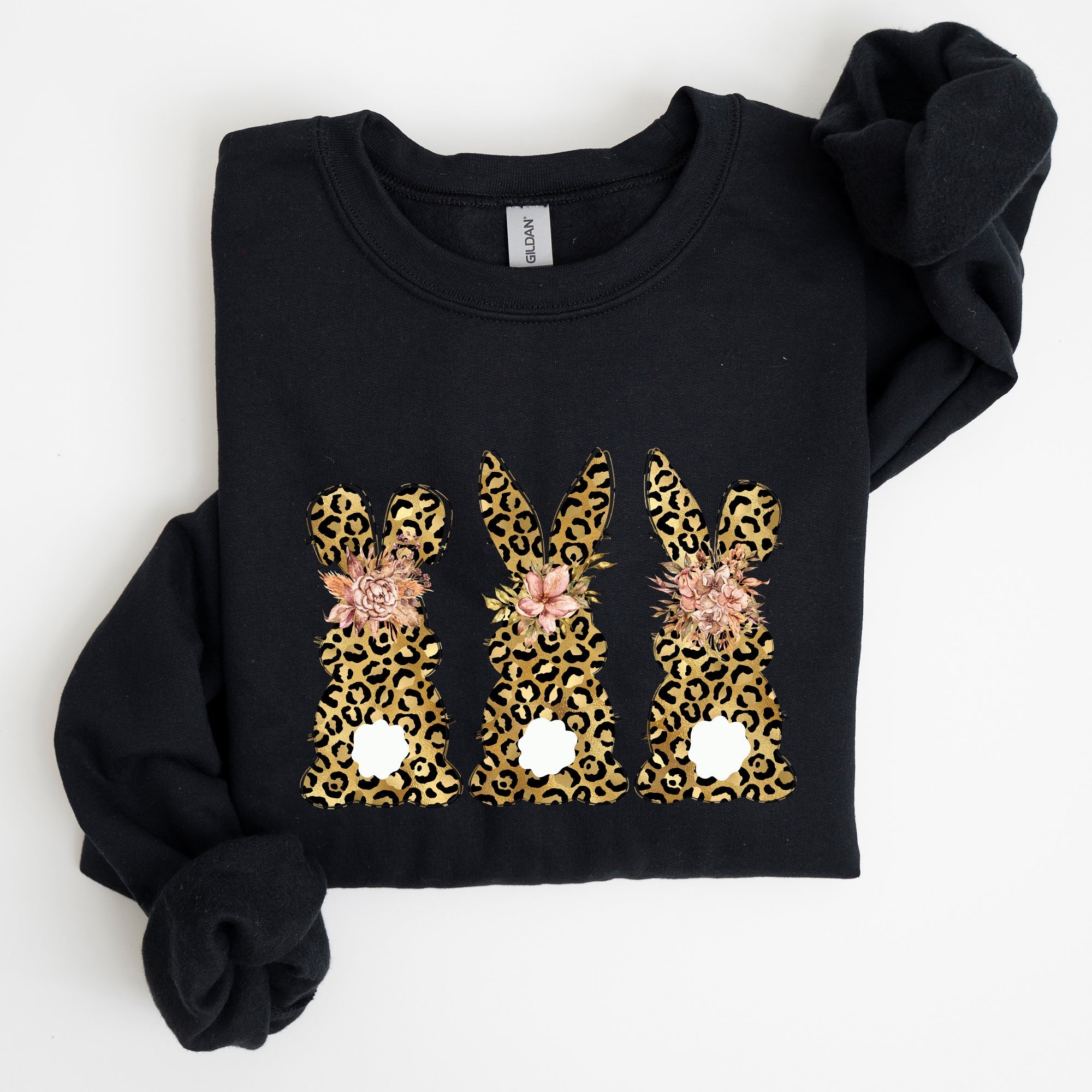 Leopard Print Easter Bunnies Easter Rabbit Whimsy Springtime Illustration Sweatshirt