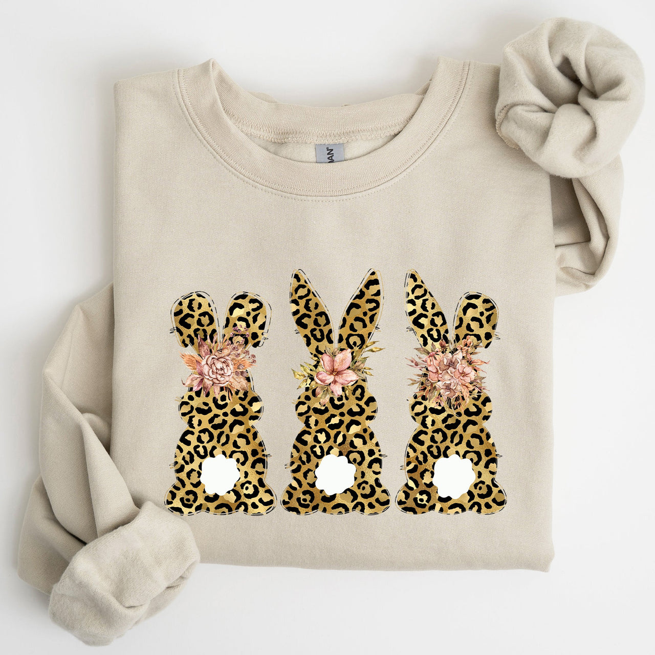 Leopard Print Easter Bunnies Easter Rabbit Whimsy Springtime Illustration Sweatshirt