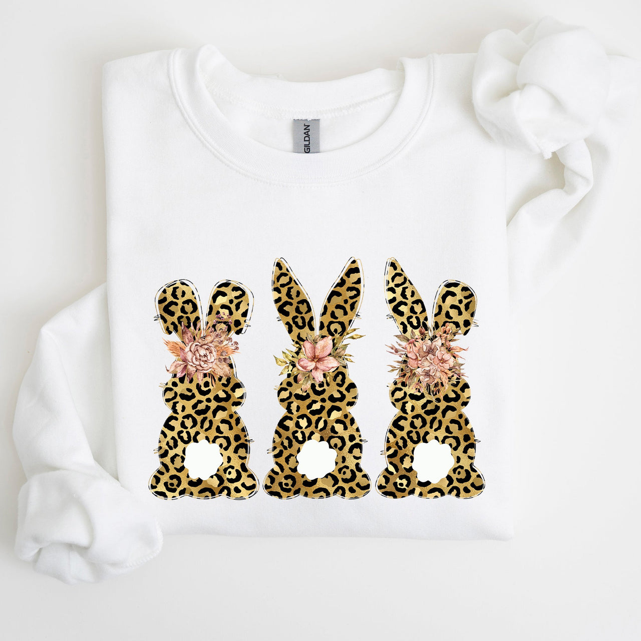 Leopard Print Easter Bunnies Easter Rabbit Whimsy Springtime Illustration Sweatshirt