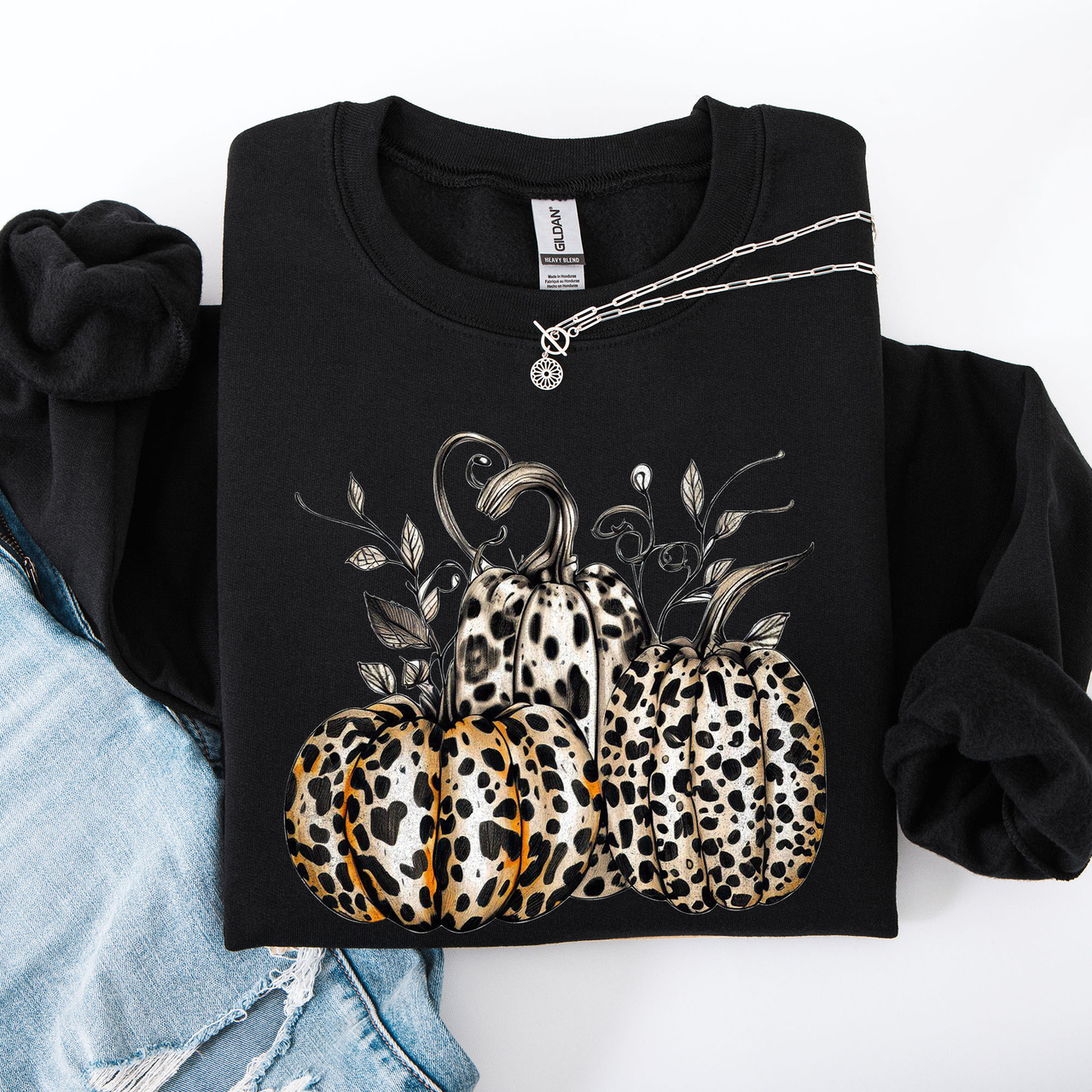 Leopard Print Pumpkins For Halloween And Autumn Festive Fashion Season Sweatshirt