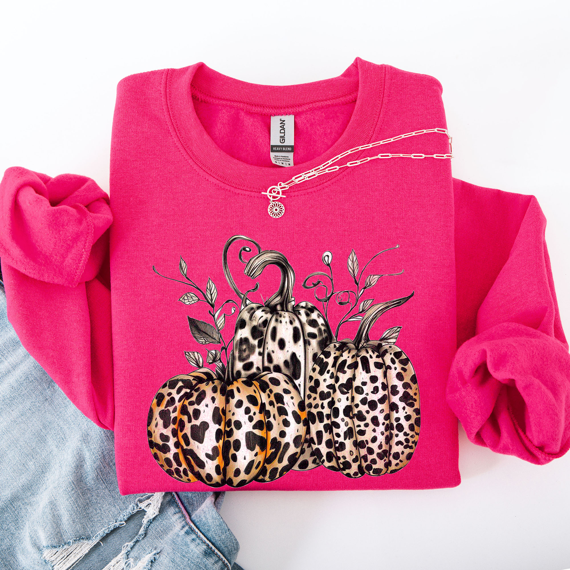 Leopard Print Pumpkins For Halloween And Autumn Festive Fashion Season Sweatshirt