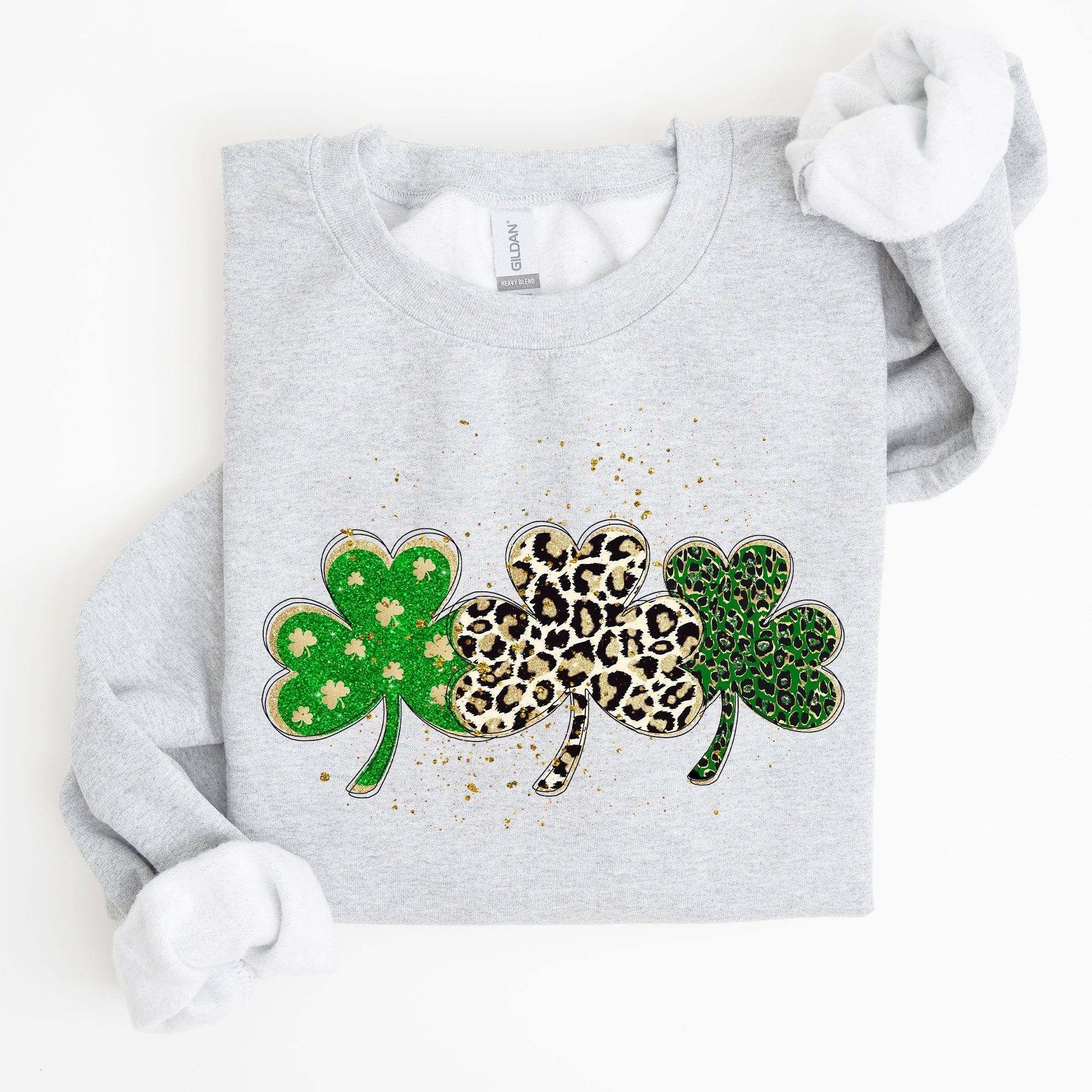 Leopard Print Shamrocks St Patrick's Day Festive Pattern Celebration For Luck Sweatshirt