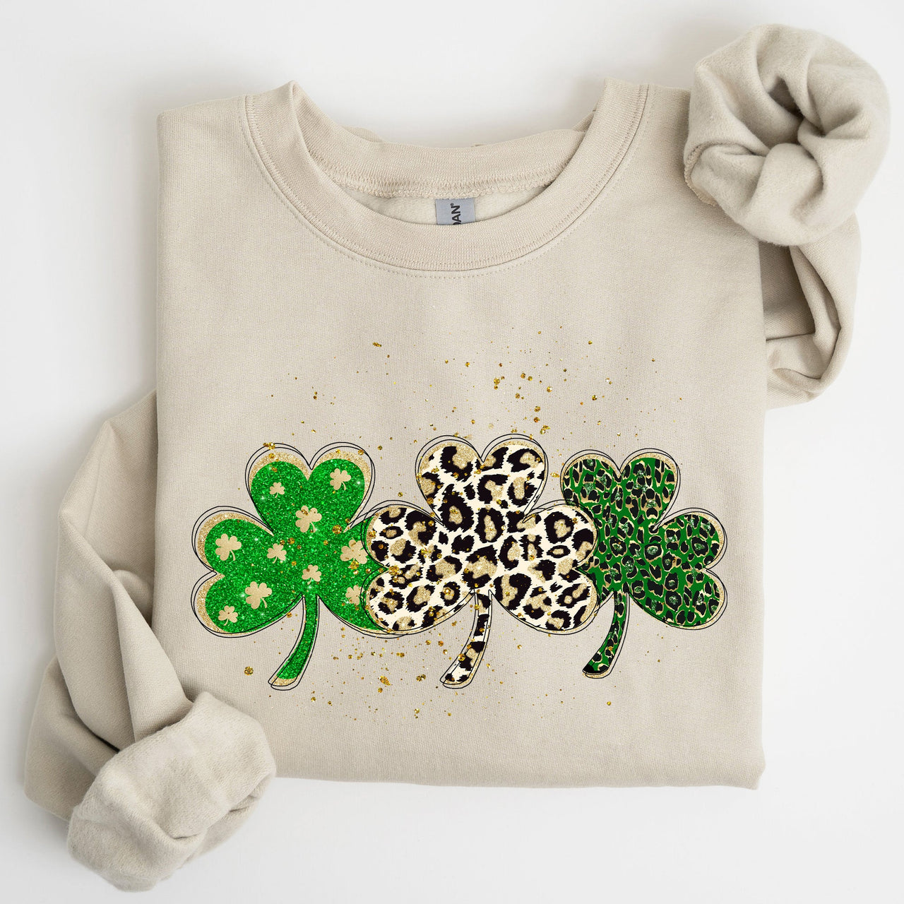 Leopard Print Shamrocks St Patrick's Day Festive Pattern Celebration For Luck Sweatshirt