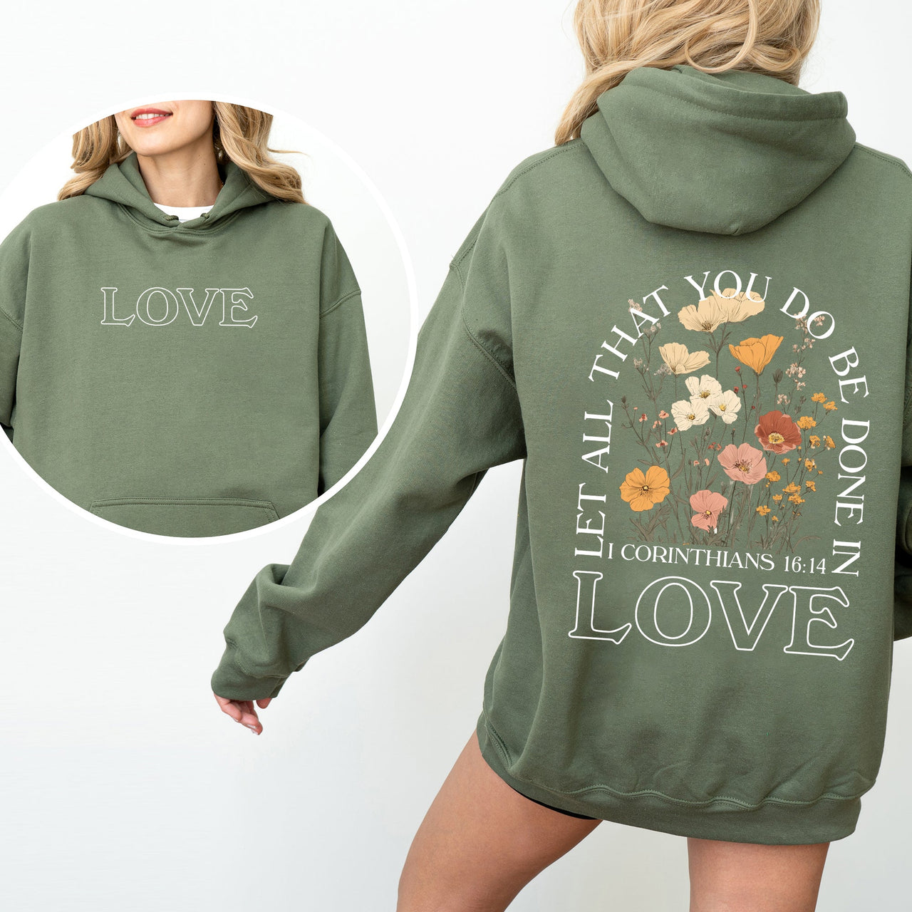 Let All That You Do Be Done In Love Floral Christian Jesus Gospel Faith Soft Hoodie
