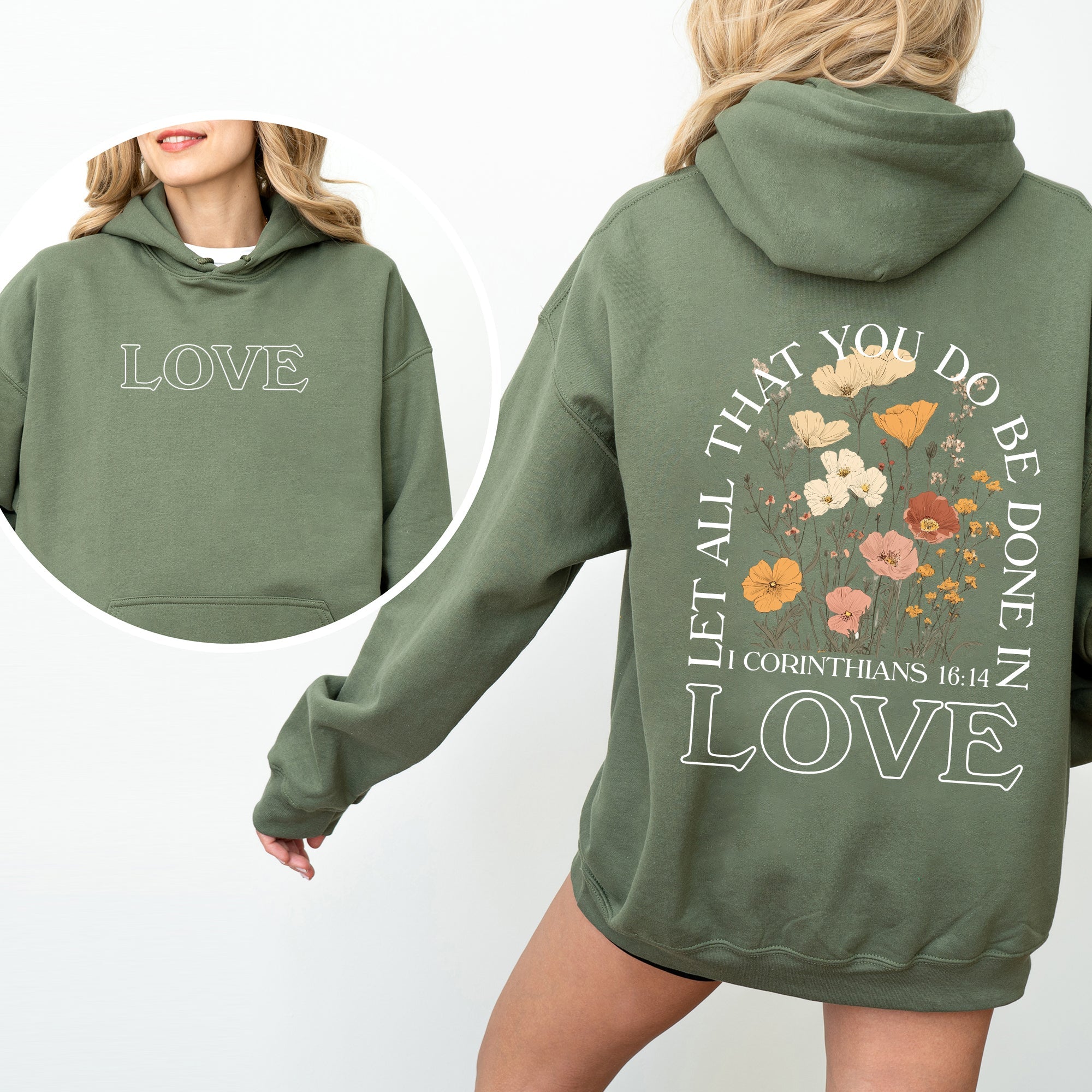 Let All That You Do Be Done In Love Floral Christian Jesus Gospel Faith Soft Hoodie