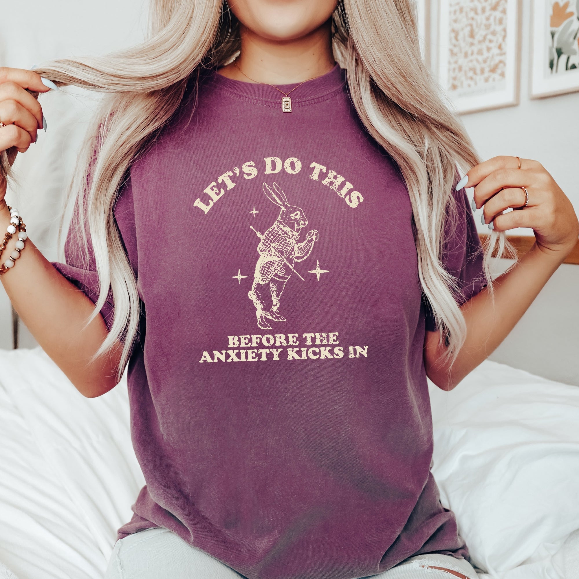 Let's Do This Before Anxiety Kicks In Rabbit Alice In Wonderland Comfort Colors Tee