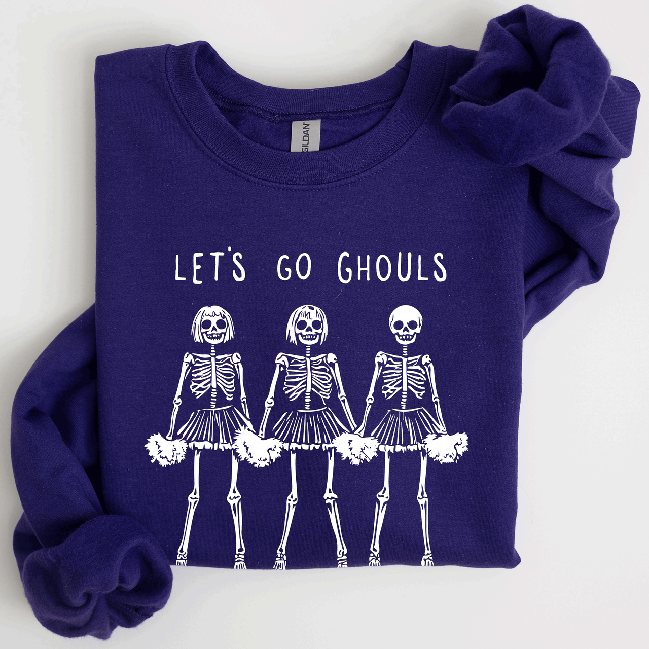 Let's Go Ghouls Skeleton Cheerleaders Halloween Night Parade Spooky Spirit Sweatshirt