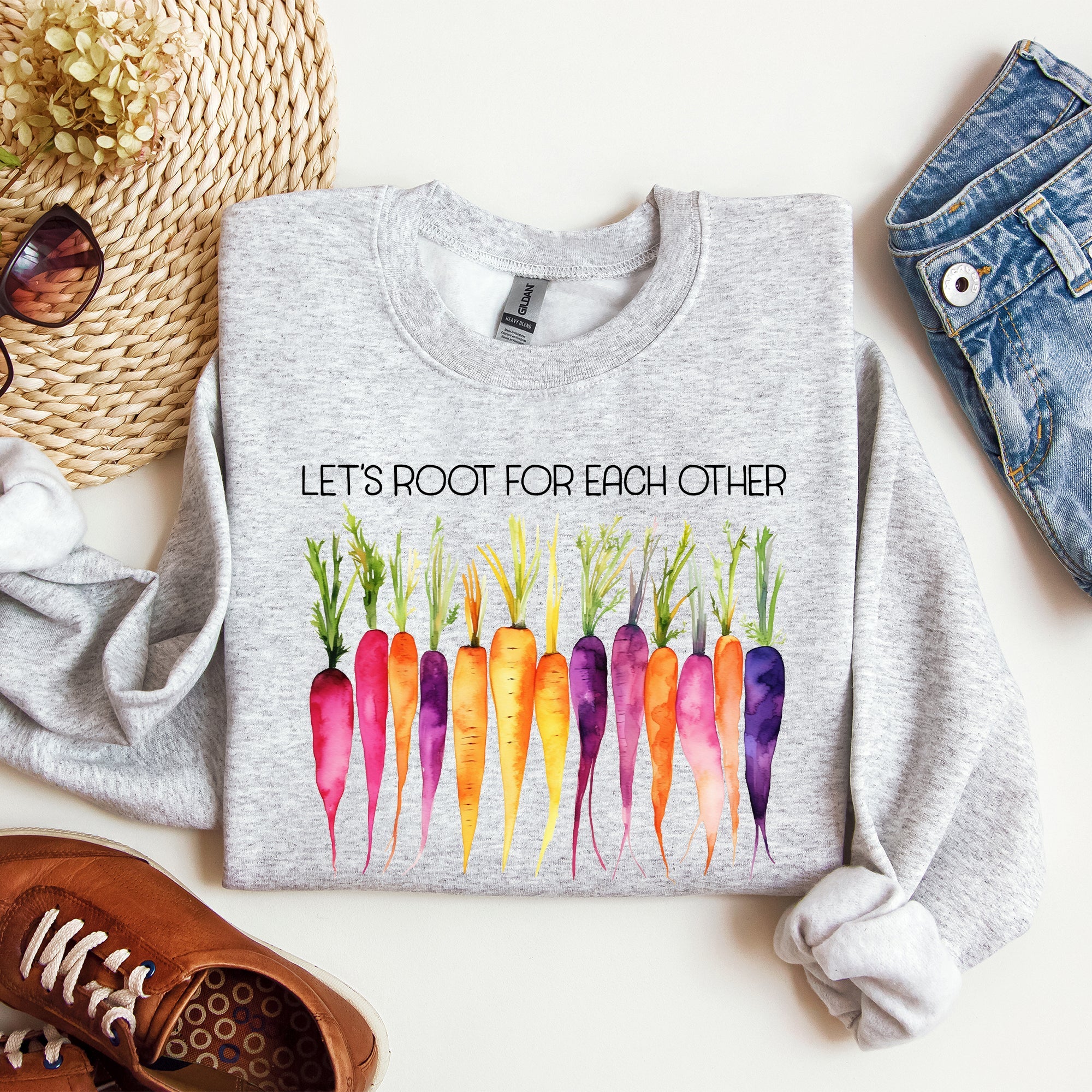 Let's Root For Each Other Gardening Positivity Plant Lovers Grow Good Vibes Together Sweatshirt