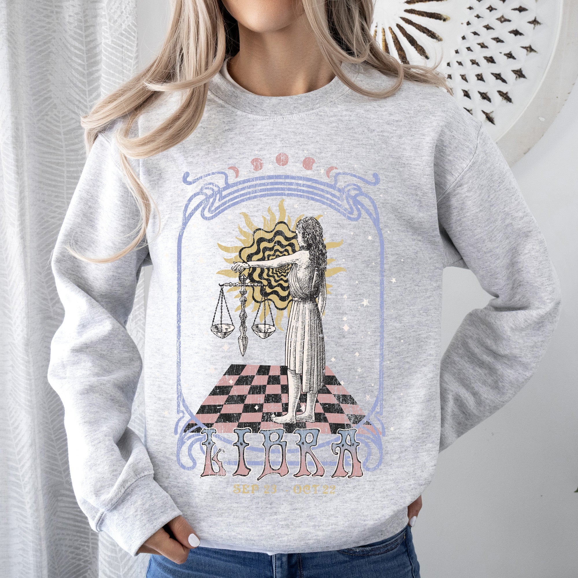 Libra Zodiac Astrology Horoscope Celestial Signs Artwork For Astrology Enthusiasts Sweatshirt